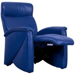 Himolla Leather Armchair Blue One-Seat Recliner