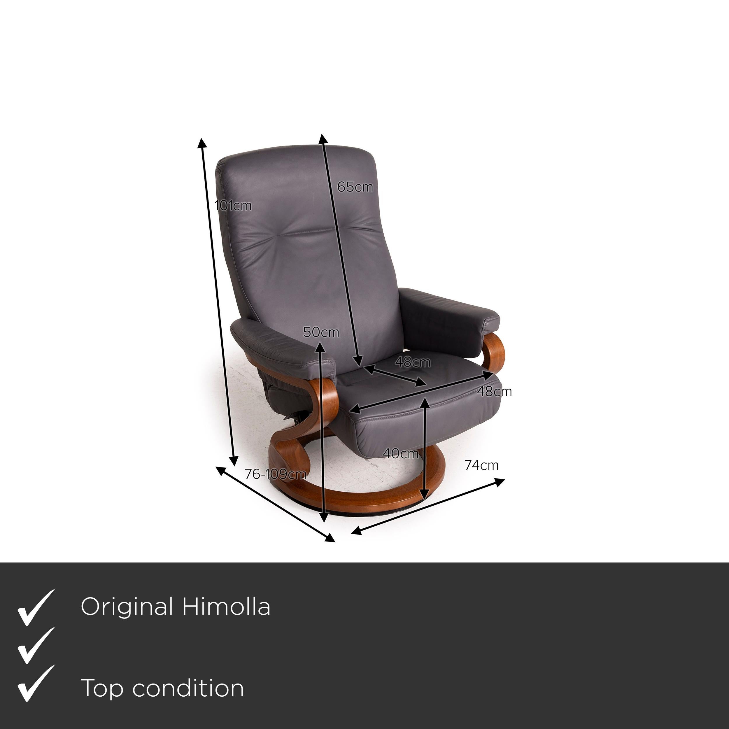 We present to you a Himolla leather armchair gray relax function.


 Product measurements in centimeters:
 

Depth: 76
Width: 74
Height: 101
Seat height: 40
Rest height: 55
Seat depth: 48
Seat width: 48
Back height: 65.
  