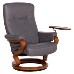 Himolla Leather Armchair Gray Relax Function Table