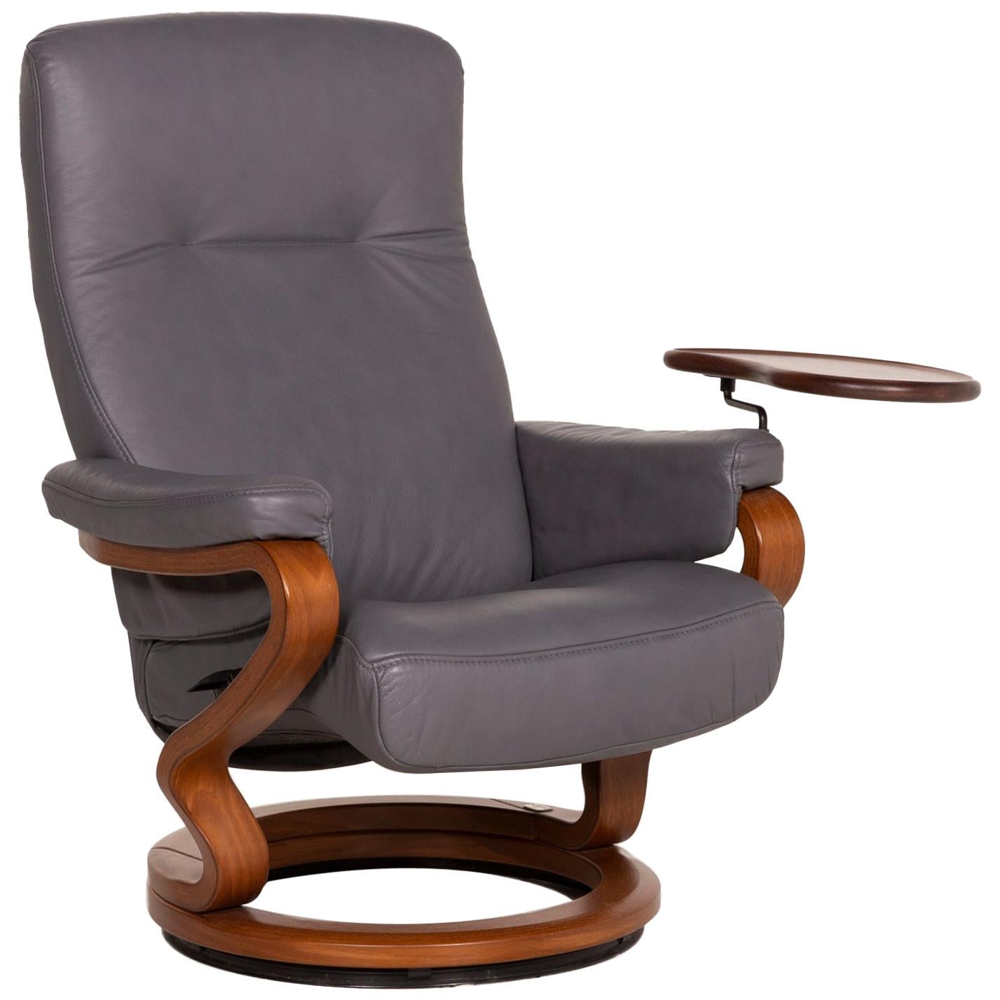 Himolla Leather Armchair Gray Relax Function Table For Sale