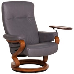 Himolla Leather Armchair Gray Relax Function Table