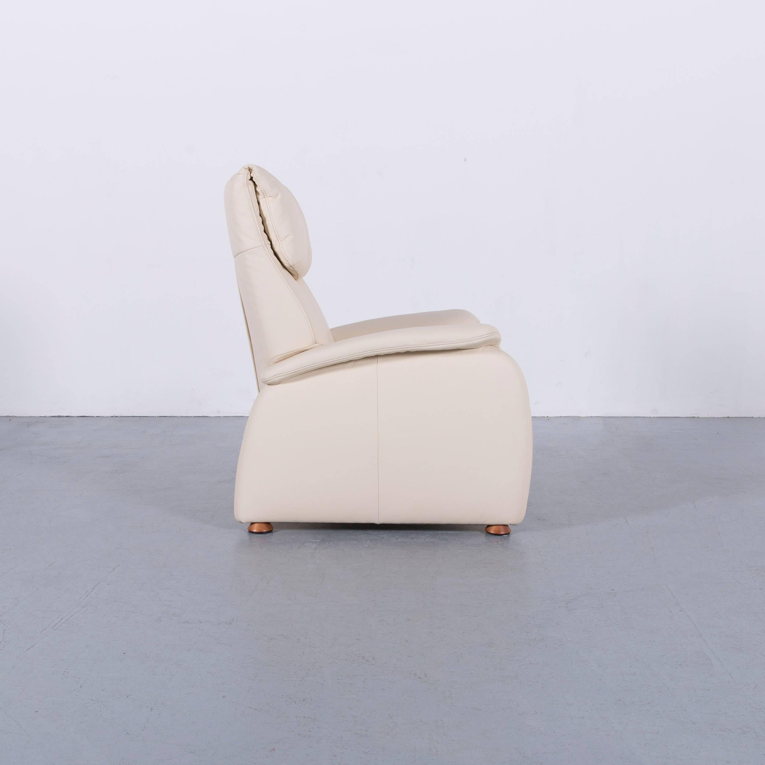 Contemporary Himolla Leather Armchair Off-White One-Seat
