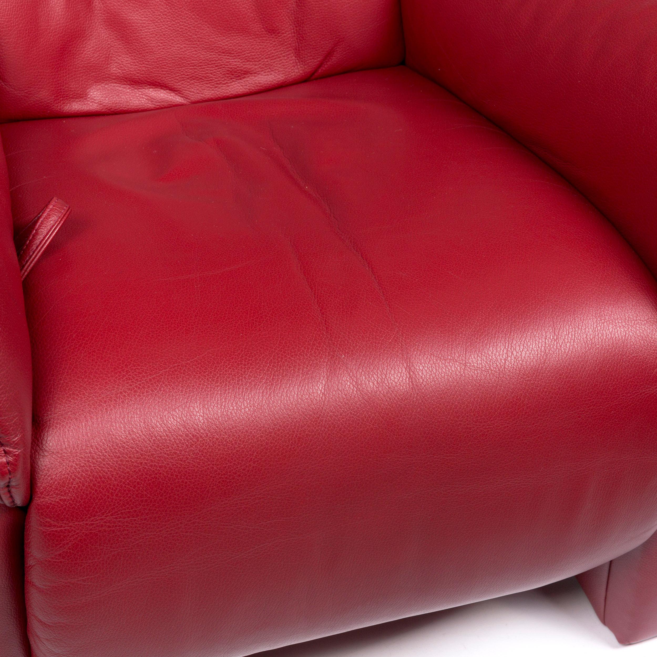 Polish Himolla Leather Armchair Red Relax Function For Sale