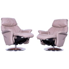 Himolla Leather Armchair Set of Two Beige One-Seat Recliner