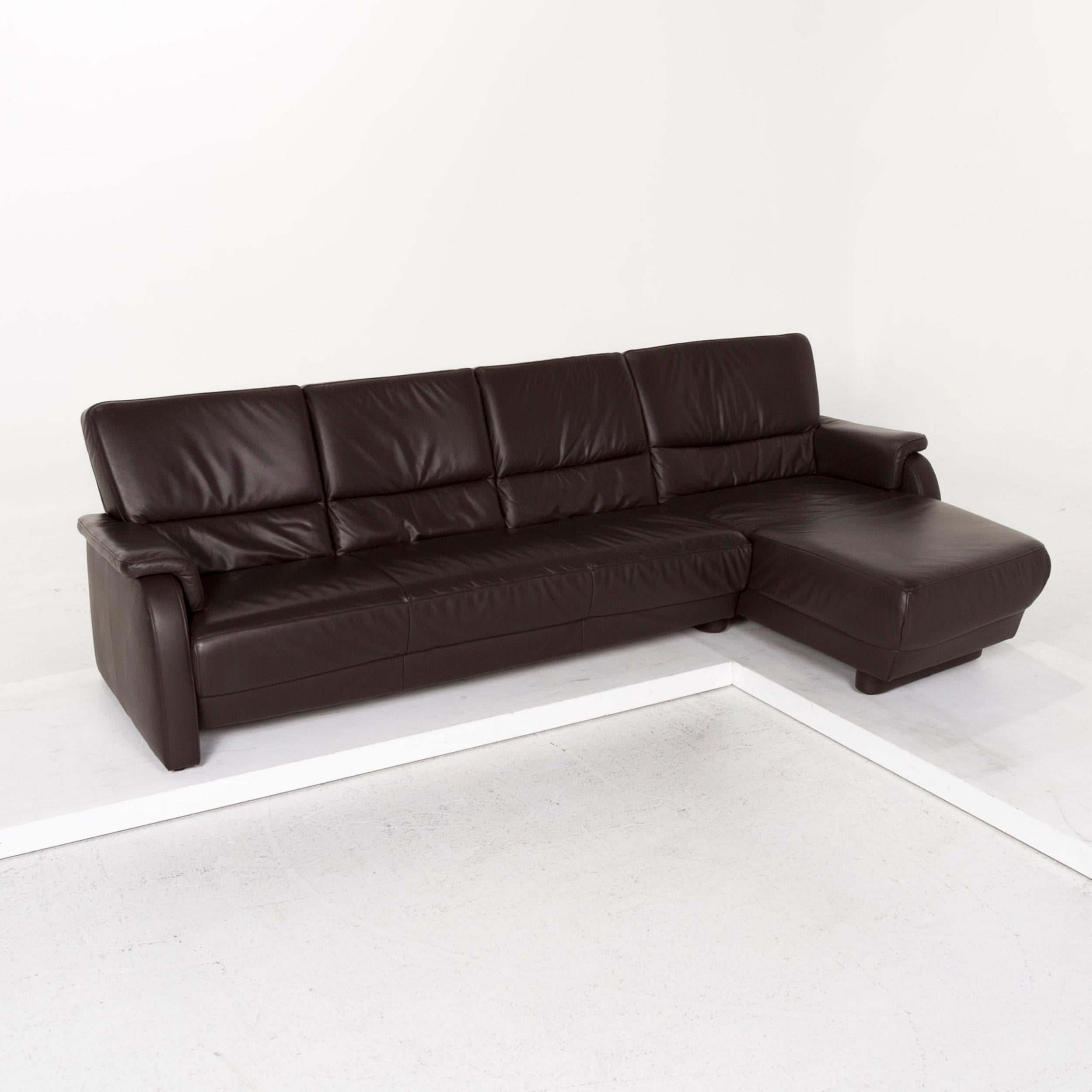 Contemporary Himolla Leather Corner Sofa Brown Dark Brown Couch For Sale