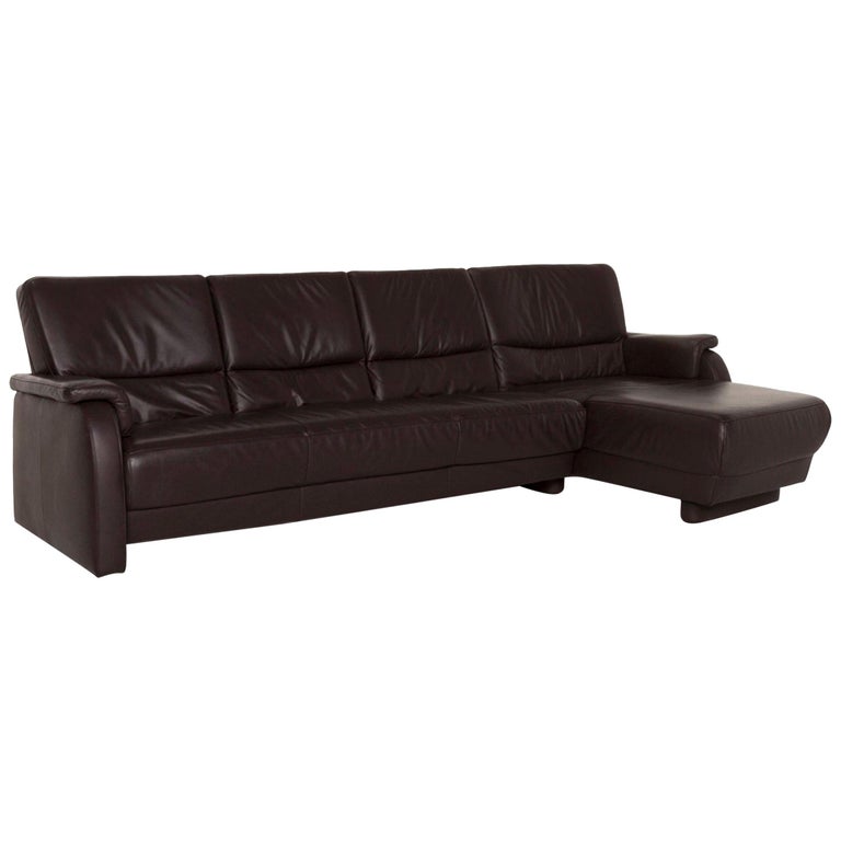 Himolla Leather Corner Sofa Brown Dark Brown Couch For Sale at 1stDibs