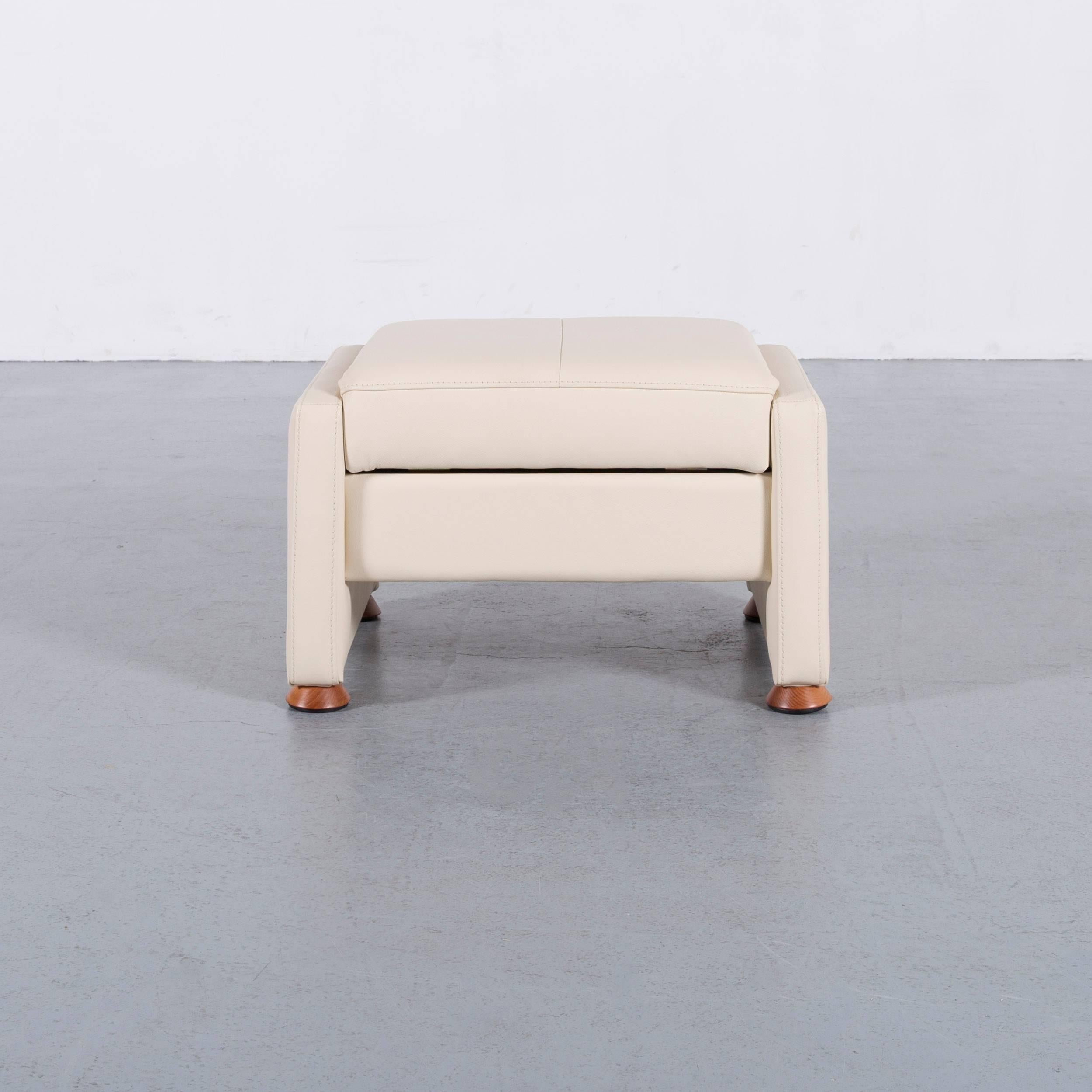 Himolla Leather Foot-Stool Off-White Bench In Excellent Condition In Cologne, DE