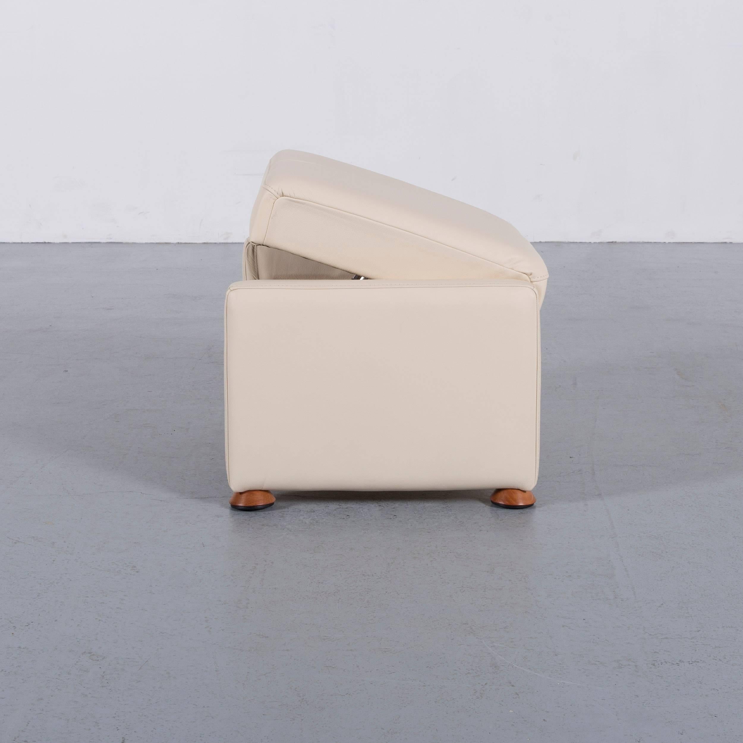 Contemporary Himolla Leather Foot-Stool Off-White Bench