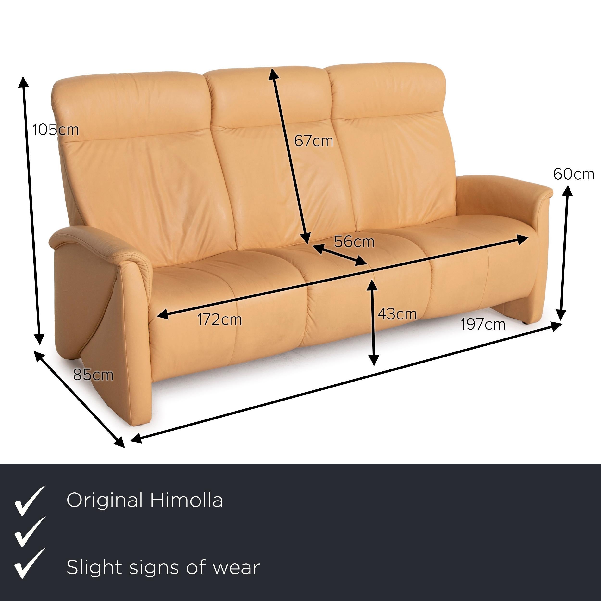 We present to you a Himolla leather sofa beige three-seater.


 Product measurements in centimeters:
 

Depth: 85
Width: 197
Height: 105
Seat height: 43
Rest height: 60
Seat depth: 56
Seat width: 172
Back height: 67.
 