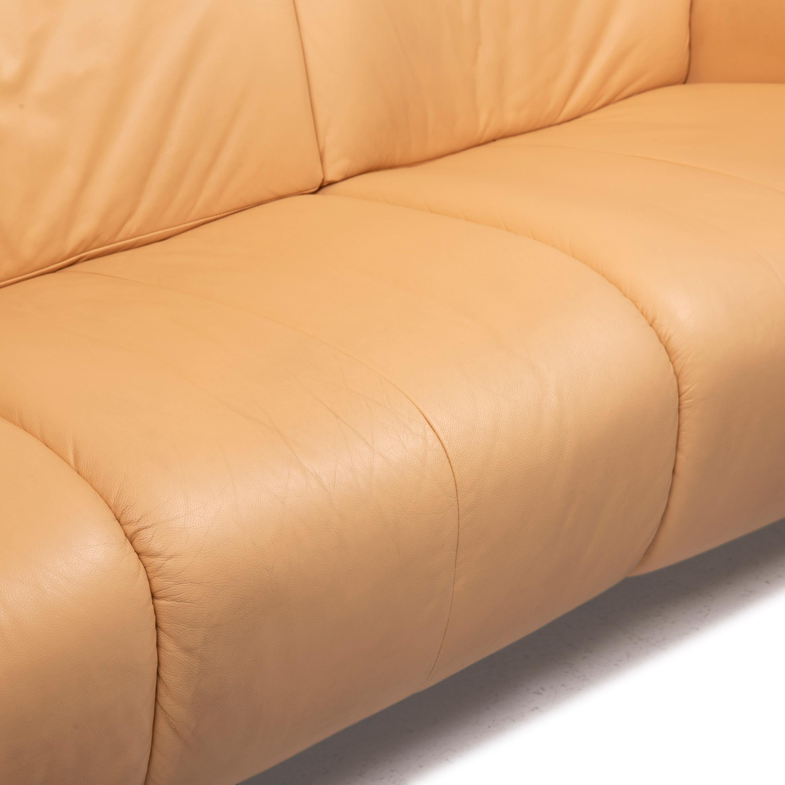 Modern Himolla Leather Sofa Beige Three-Seater