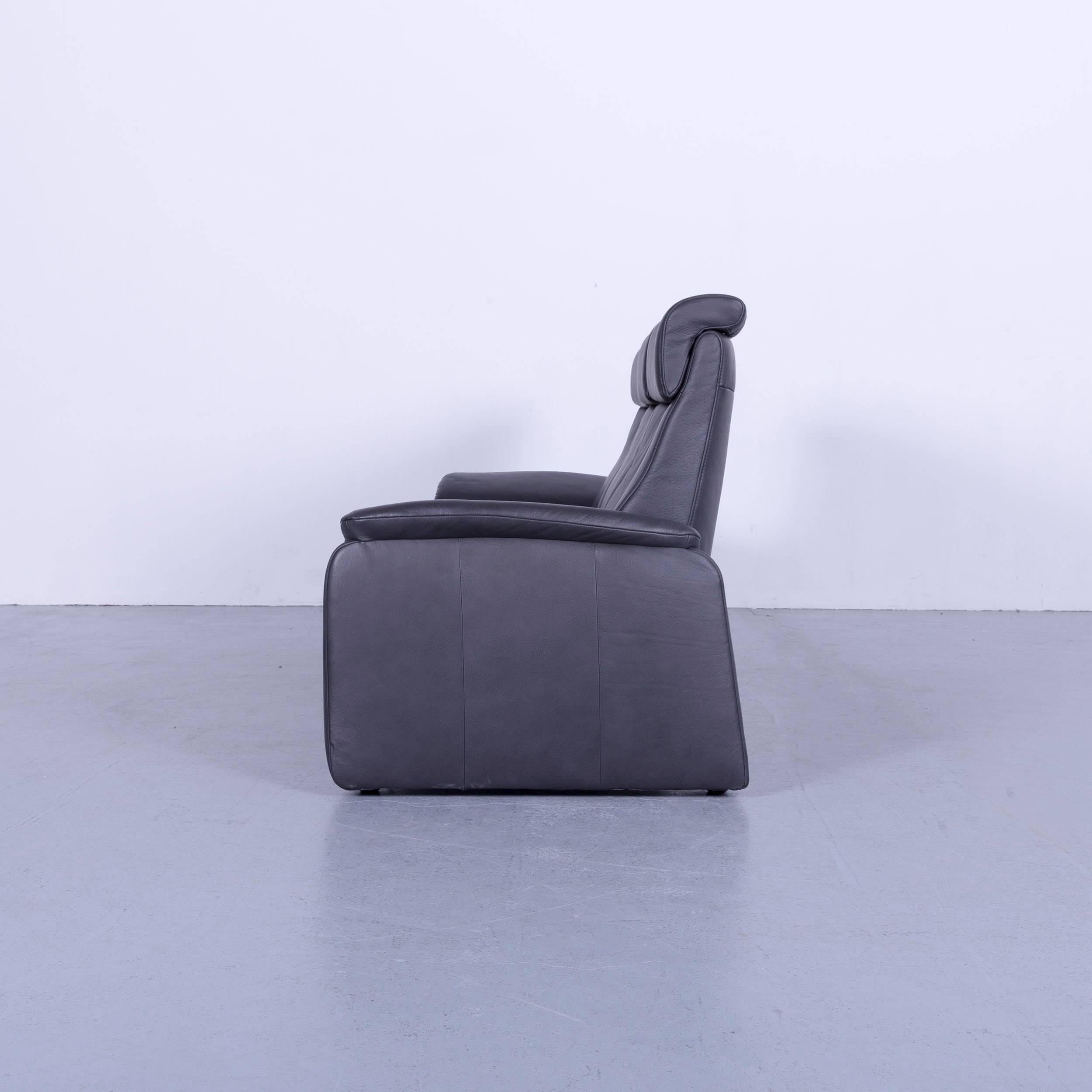 Himolla Leather Sofa Black Three-Seat Couch 4