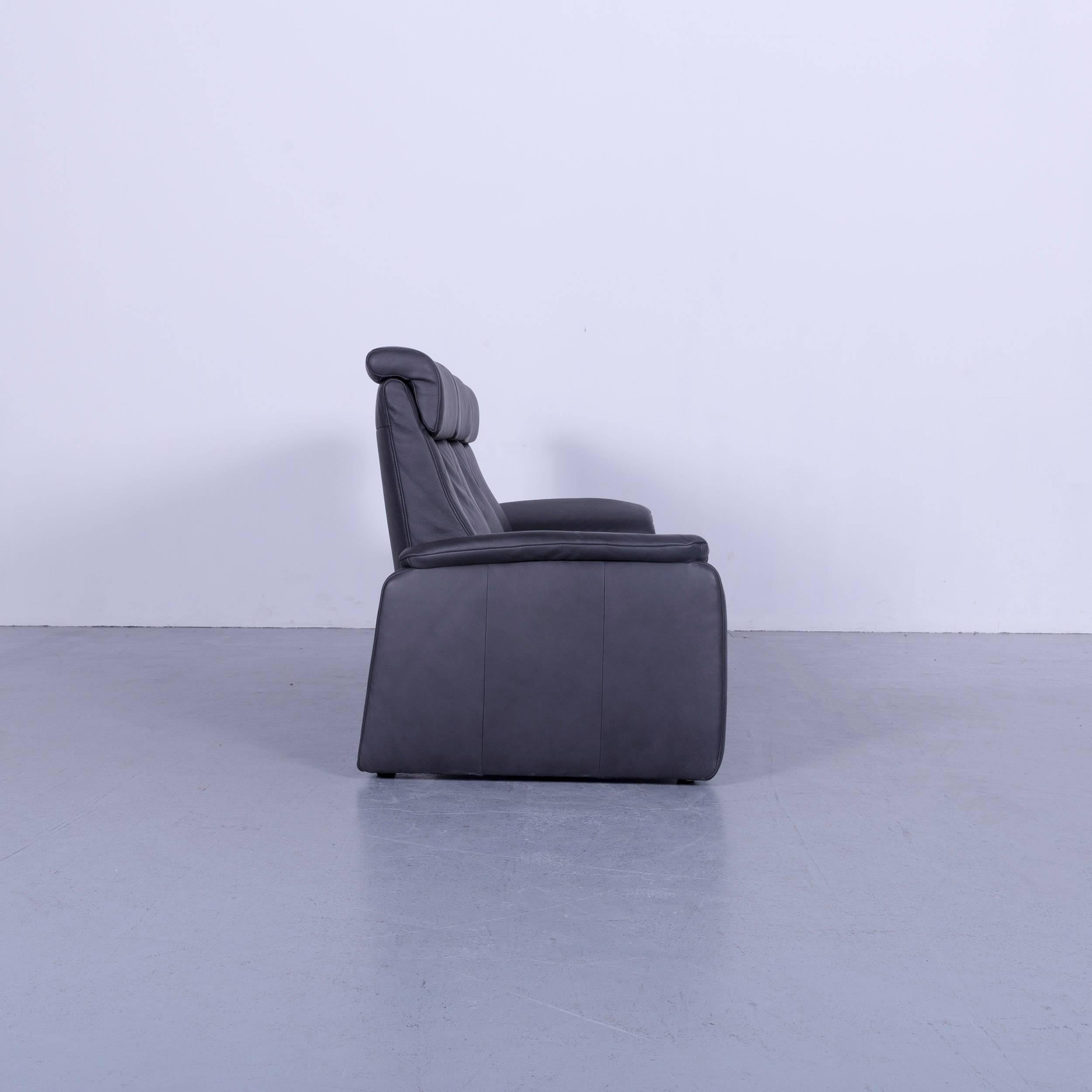 Himolla Leather Sofa Black Three-Seat Couch 2
