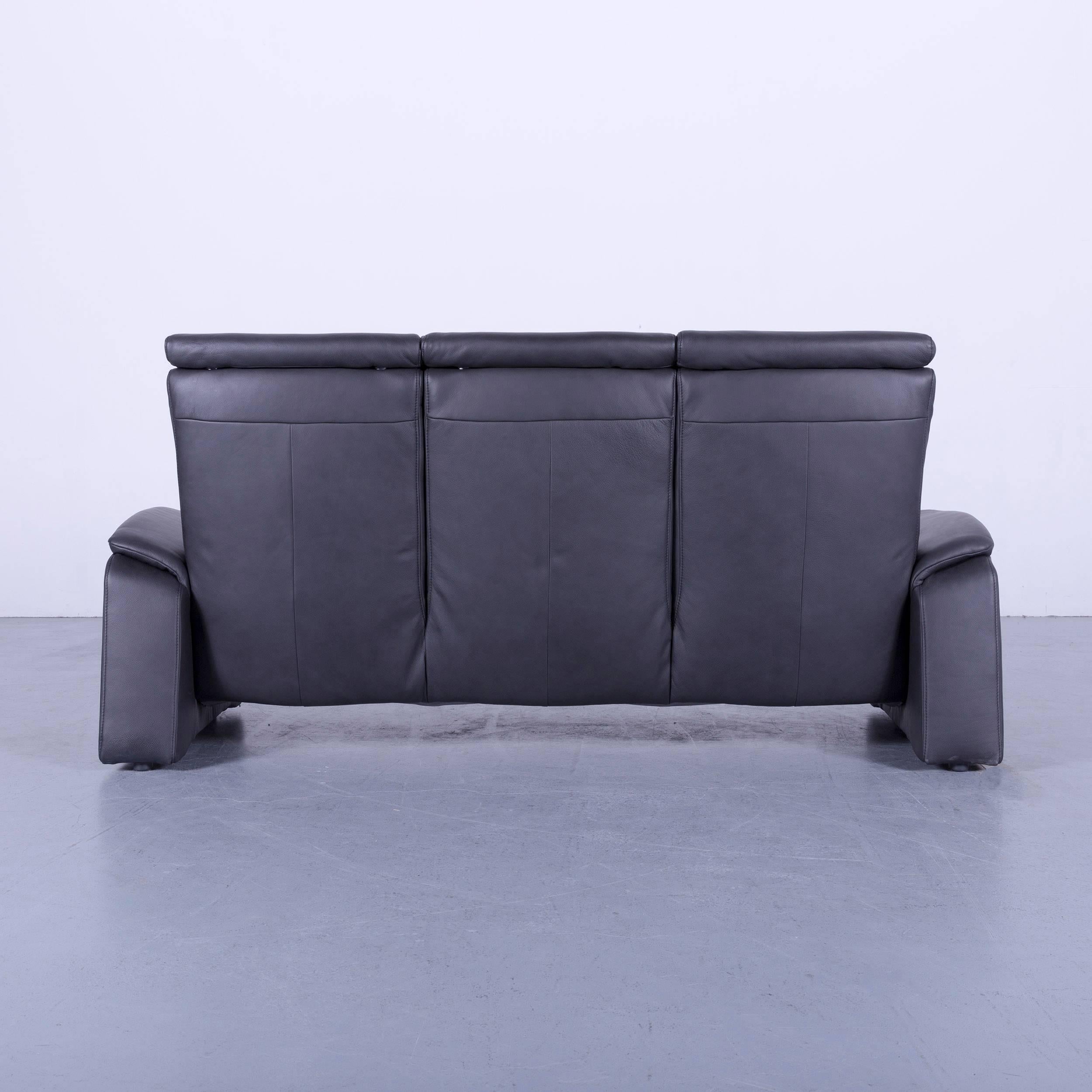 Himolla Leather Sofa Black Three-Seat Couch 3