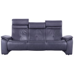 Himolla Leather Sofa Black Three-Seat Couch