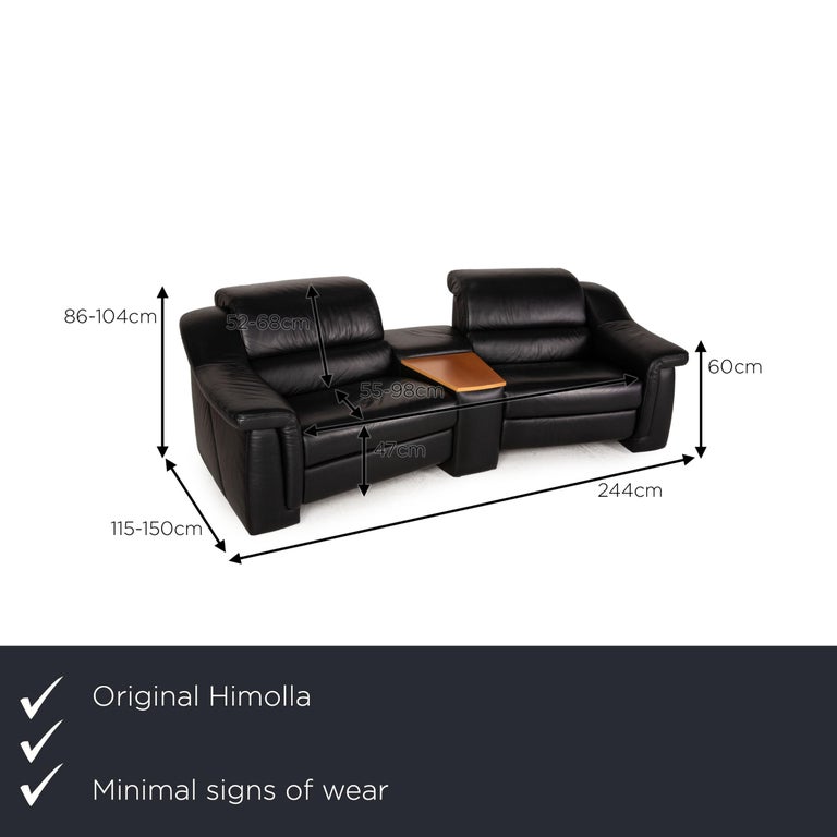 Himolla Leather Sofa Black Two-Seater Couch Function Relaxation Function  For Sale at 1stDibs