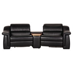 Himolla Leather Sofa Black Two-Seater Couch Function Relaxation Function