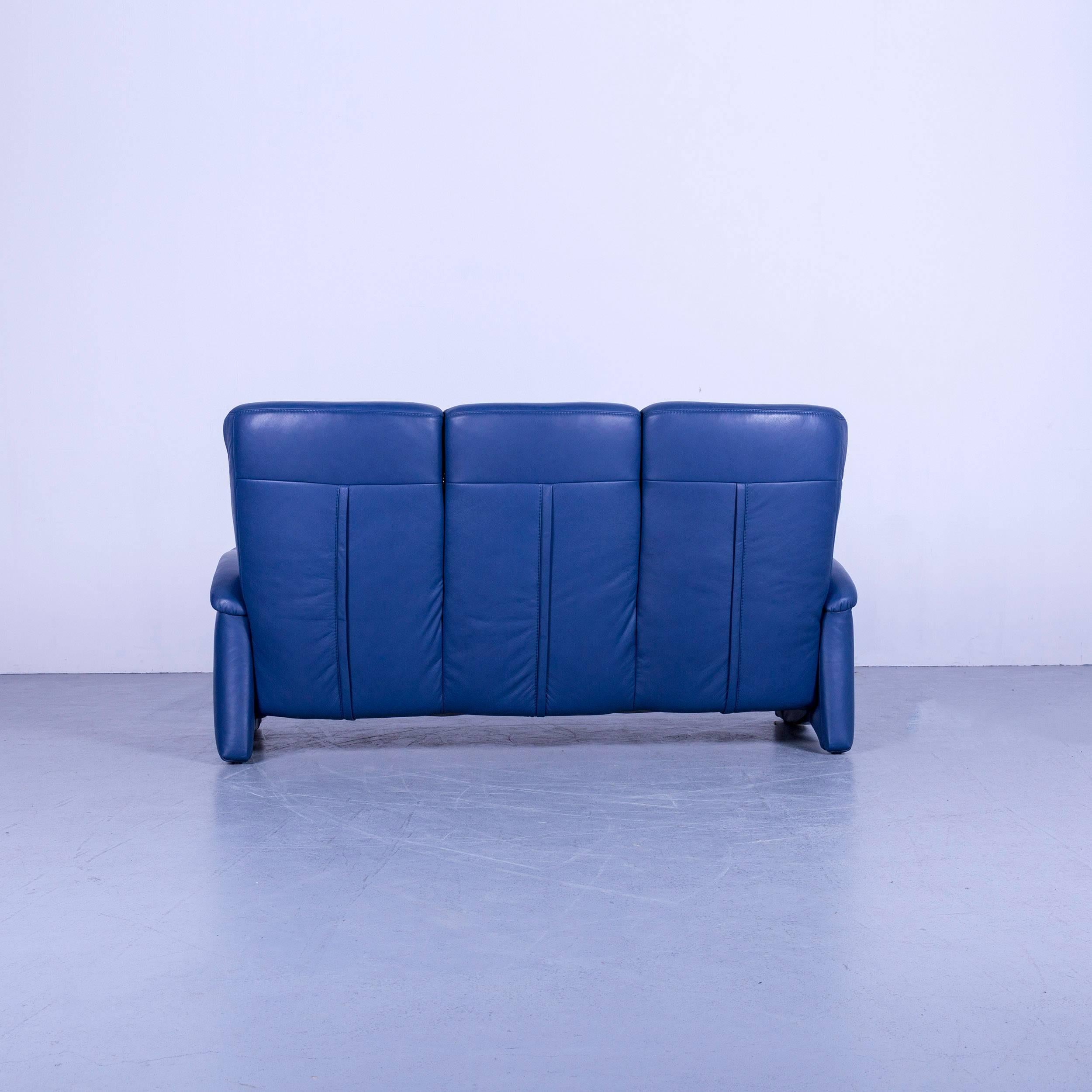 Himolla Leather Sofa Blue Three-Seat 4