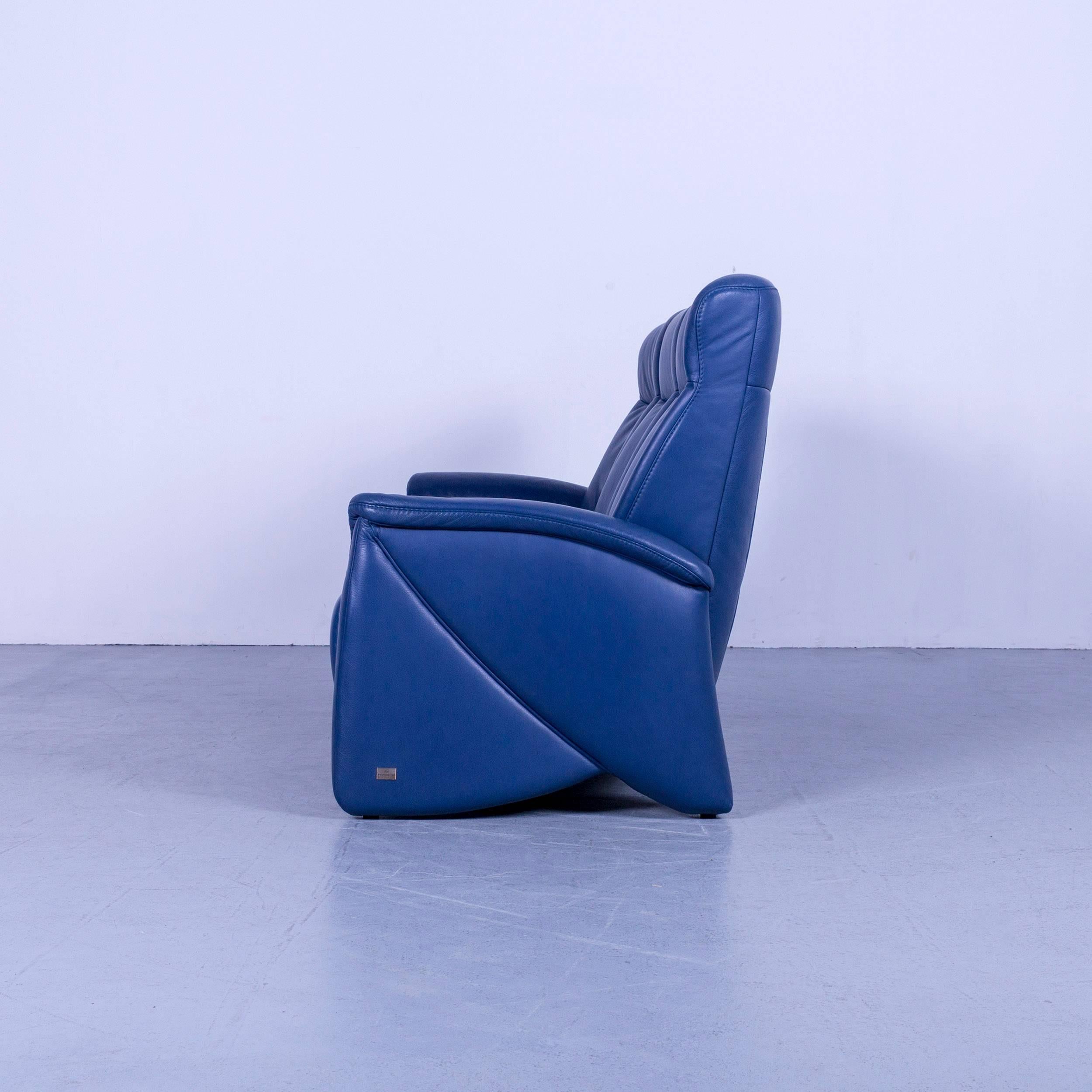 Himolla Leather Sofa Blue Three-Seat 5