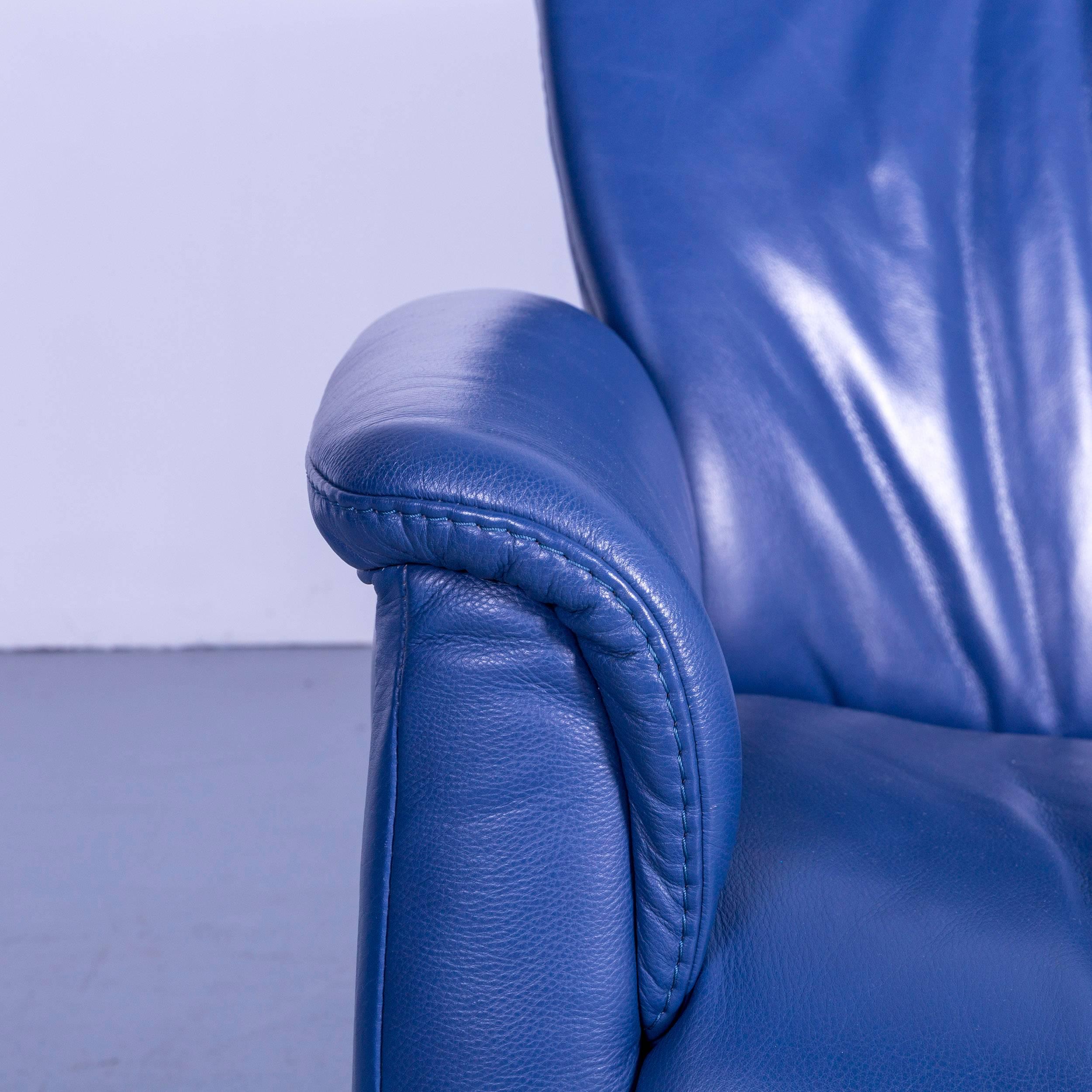 Himolla Leather Sofa Blue Three-Seat 1