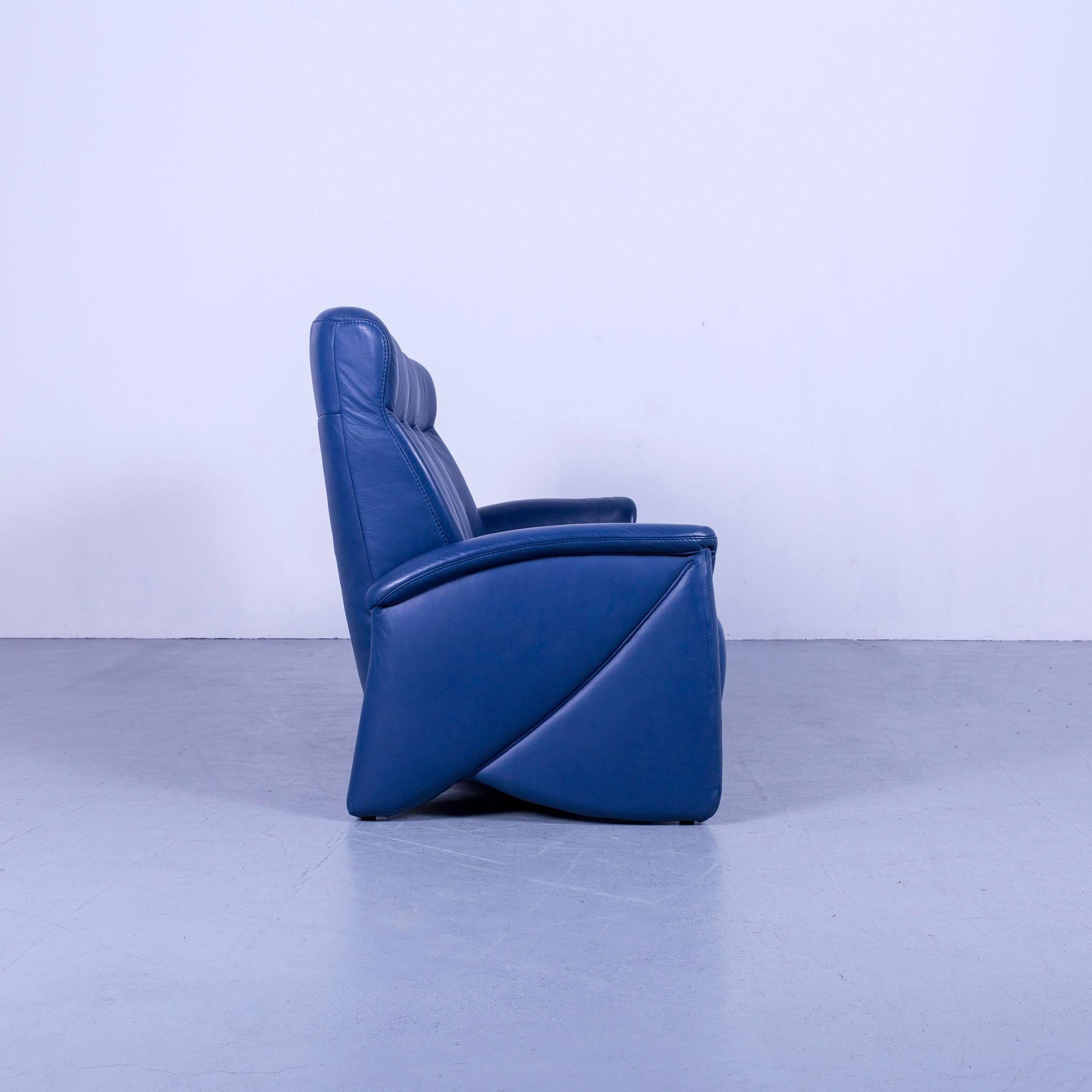 Himolla Leather Sofa Blue Three-Seat 3
