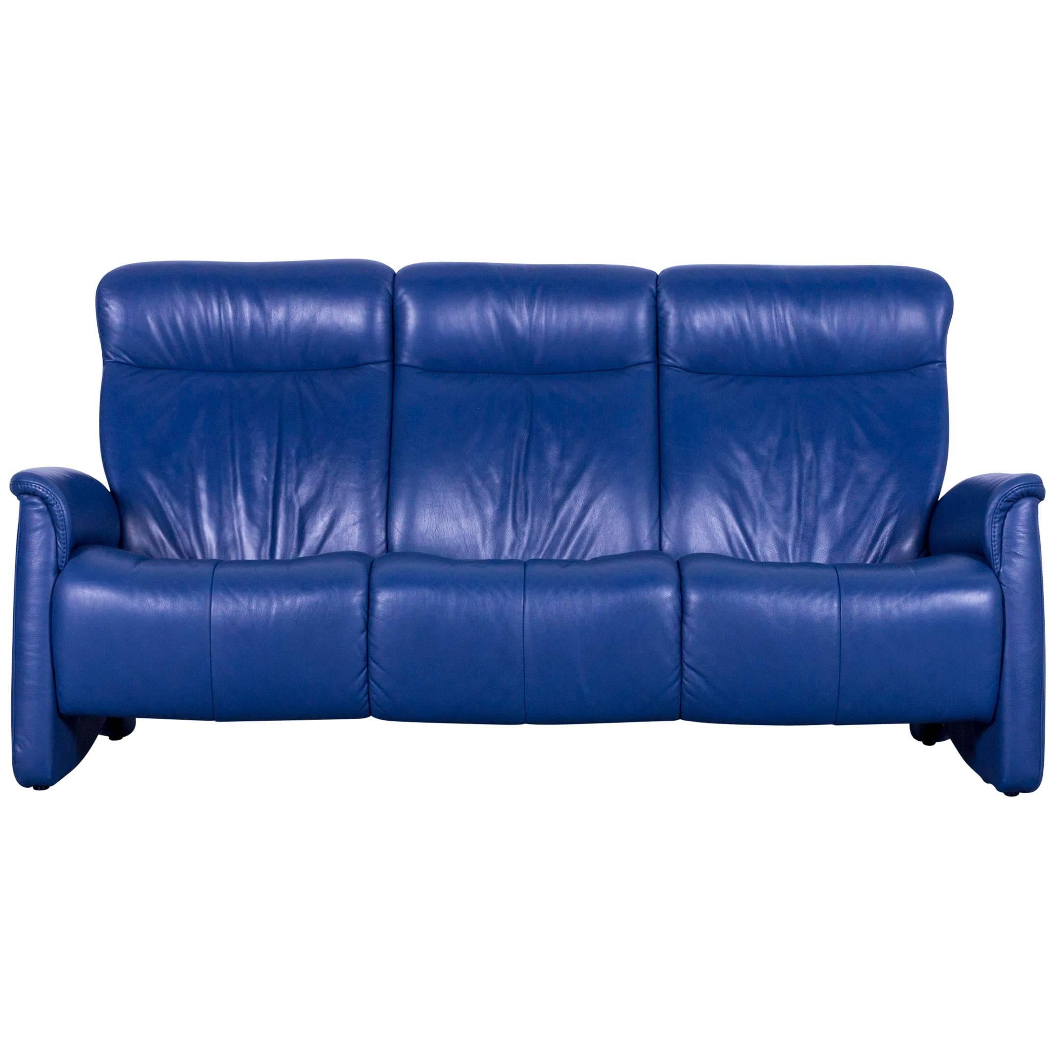 Himolla Leather Sofa Blue Three-Seat