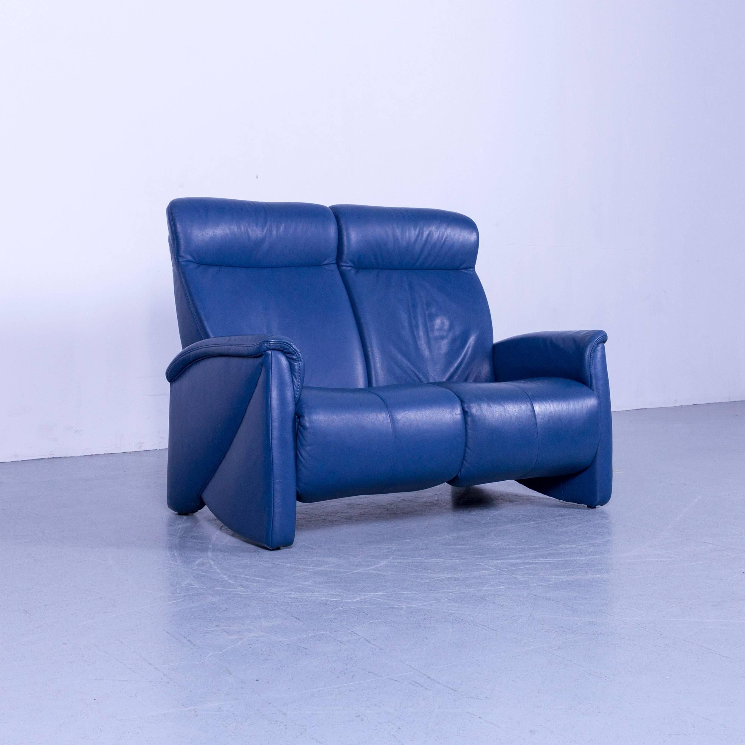 blue leather sofa recliner