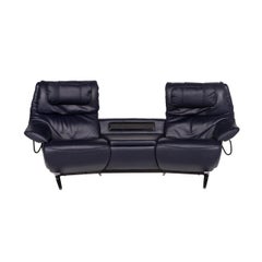 Himolla Leather Sofa Blue Two-Seat Electronic Function Relax Function Couch