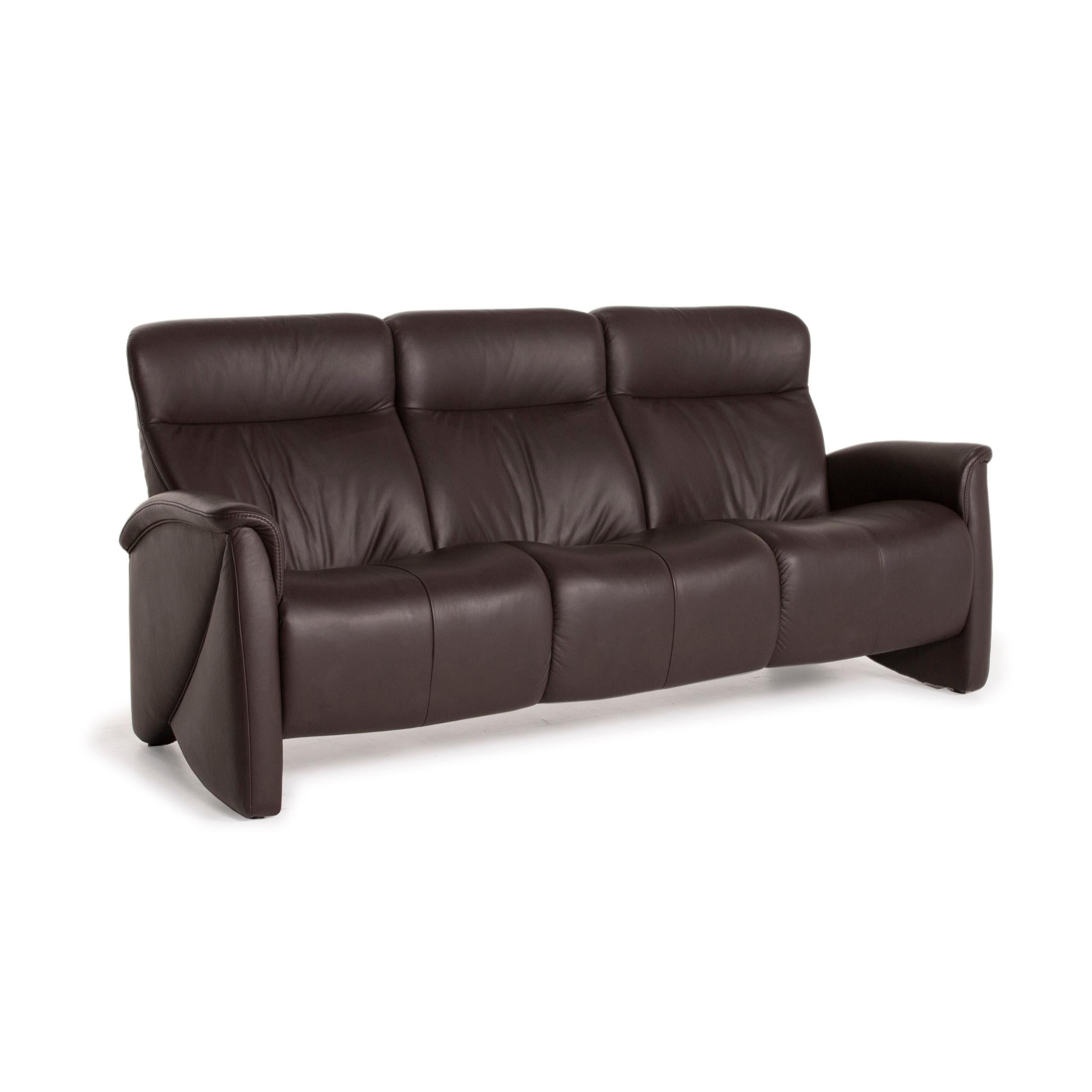 Contemporary Himolla Leather Sofa Brown Dark Brown Three-Seater Couch For Sale
