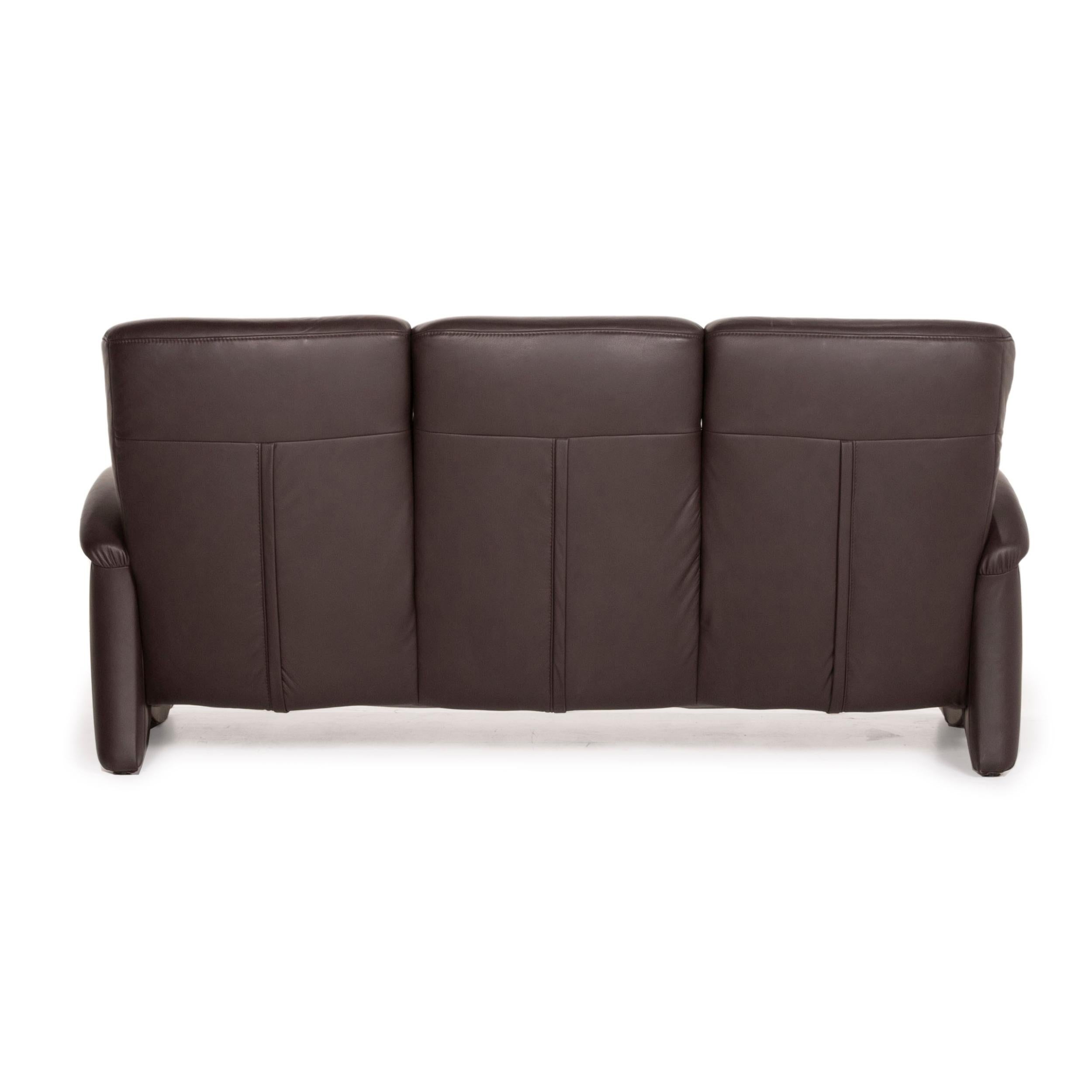 Himolla Leather Sofa Brown Dark Brown Three-Seater Couch For Sale 2