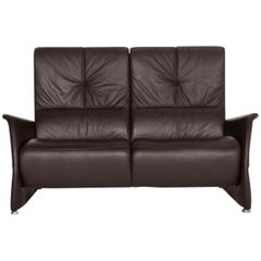 Himolla Leather Sofa Brown Dark Brown Two-Seat Function Couch