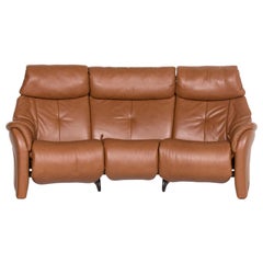 Himolla Leather Sofa Cognac Brown Three-Seat Function Relax Function Couch
