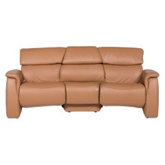 Himolla Leather Sofa Cognac Brown Three-Seat Relax Function Couch