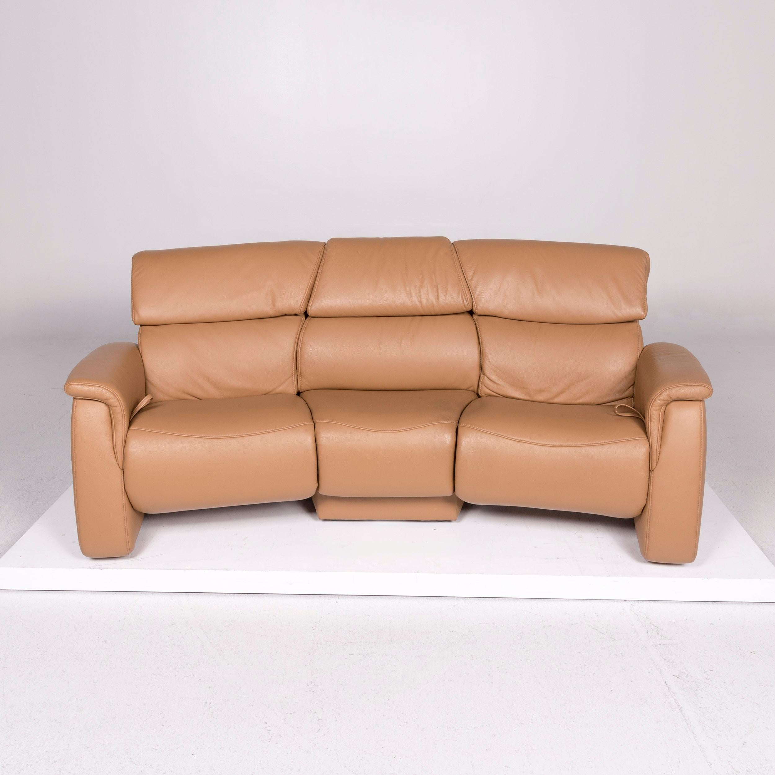 Himolla Leather Sofa Cognac Brown Three-Seat Relax Function Couch 3