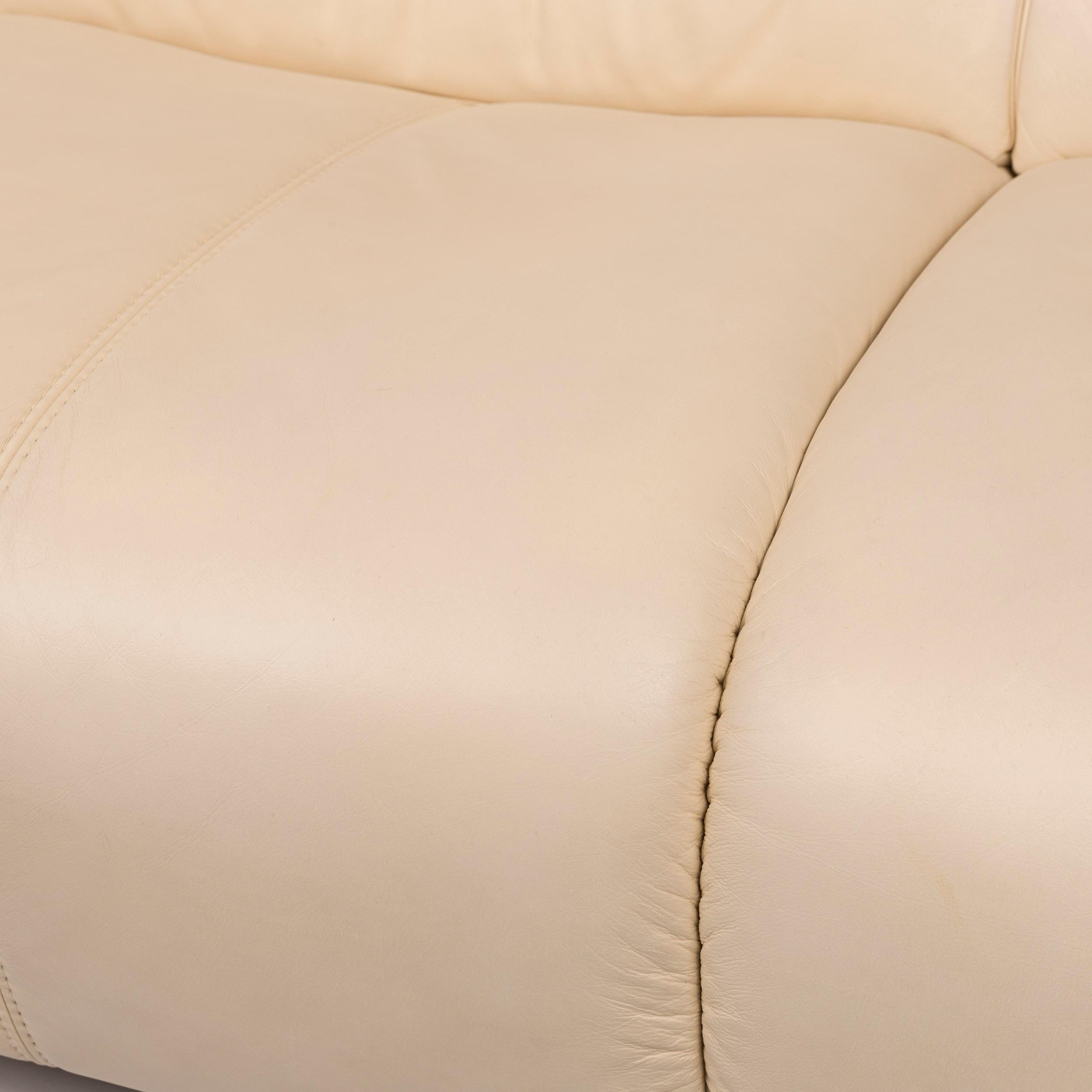 Modern Himolla Leather Sofa Cream Three-Seat For Sale
