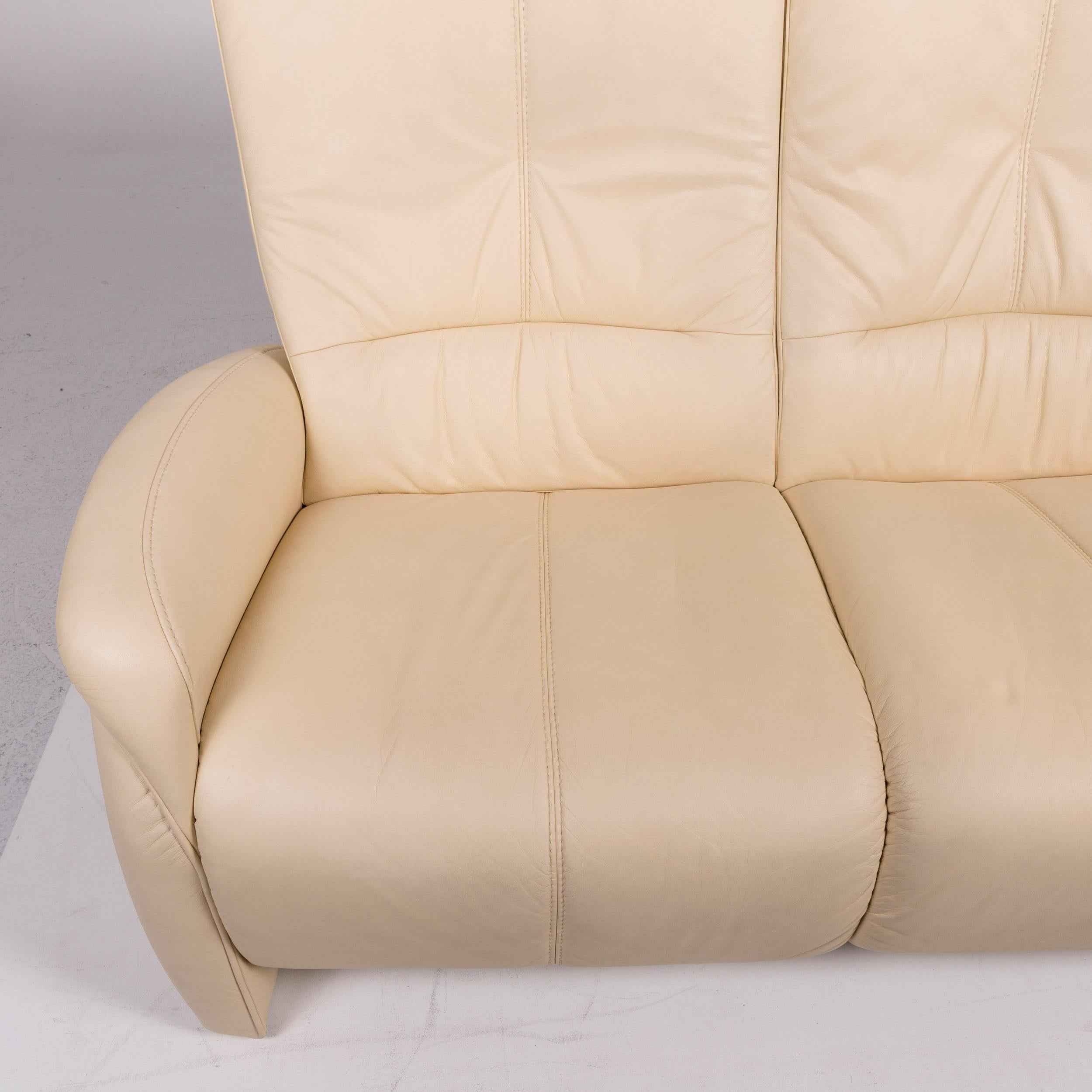 Polish Himolla Leather Sofa Cream Three-Seat For Sale
