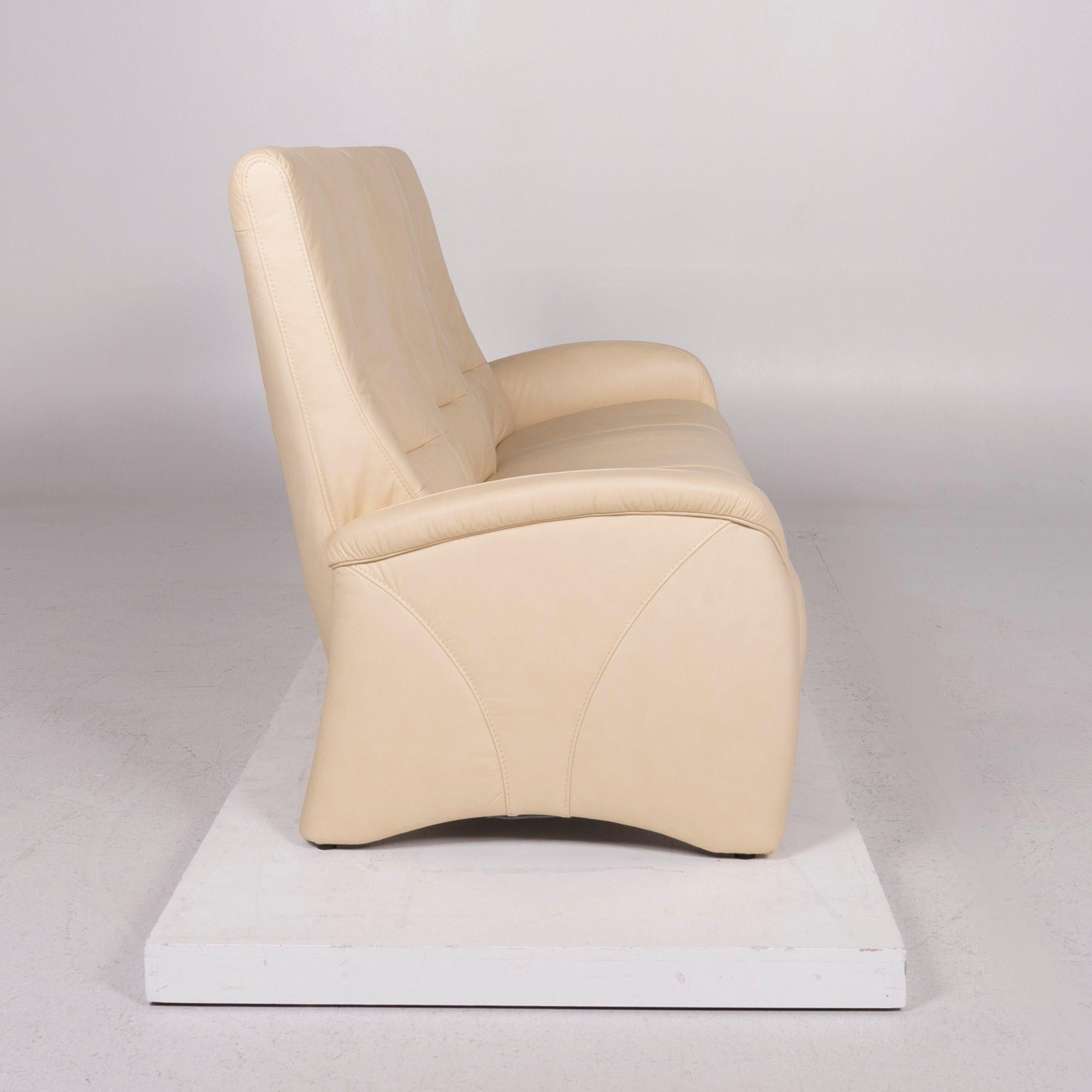 Himolla Leather Sofa Cream Three-Seat For Sale 1