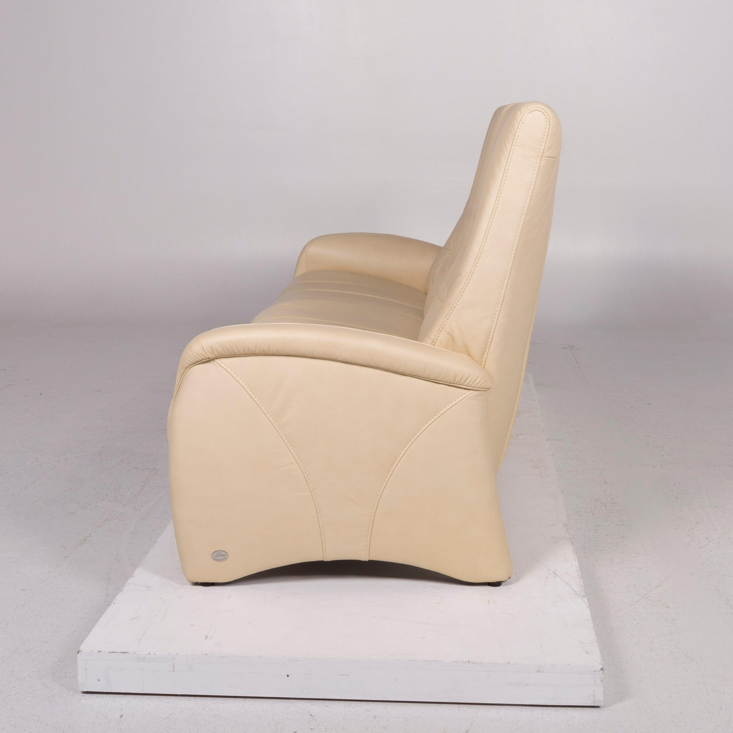 Himolla Leather Sofa Cream Three-Seat For Sale 3