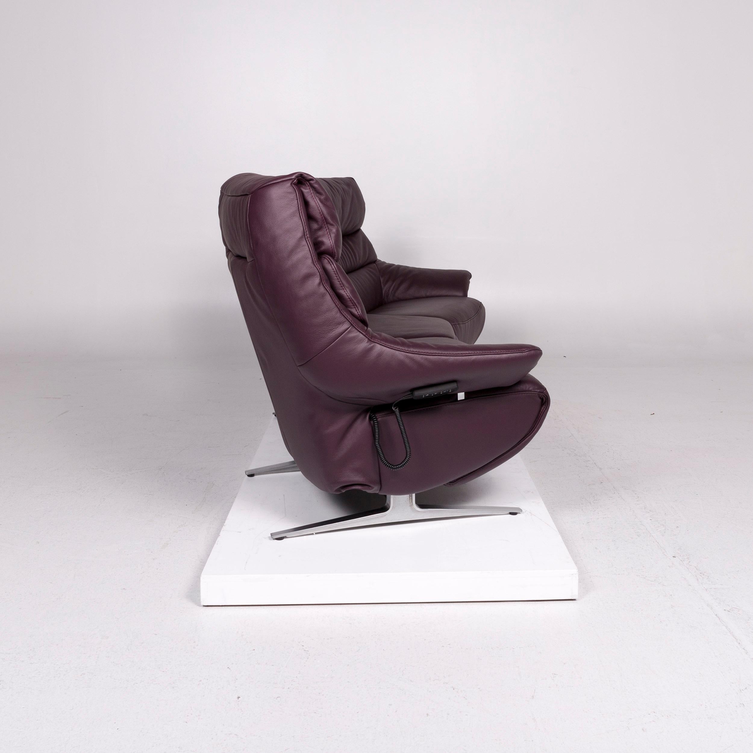Himolla Leather Sofa Eggplant Purple Relax Function Electrical Function Couch 4