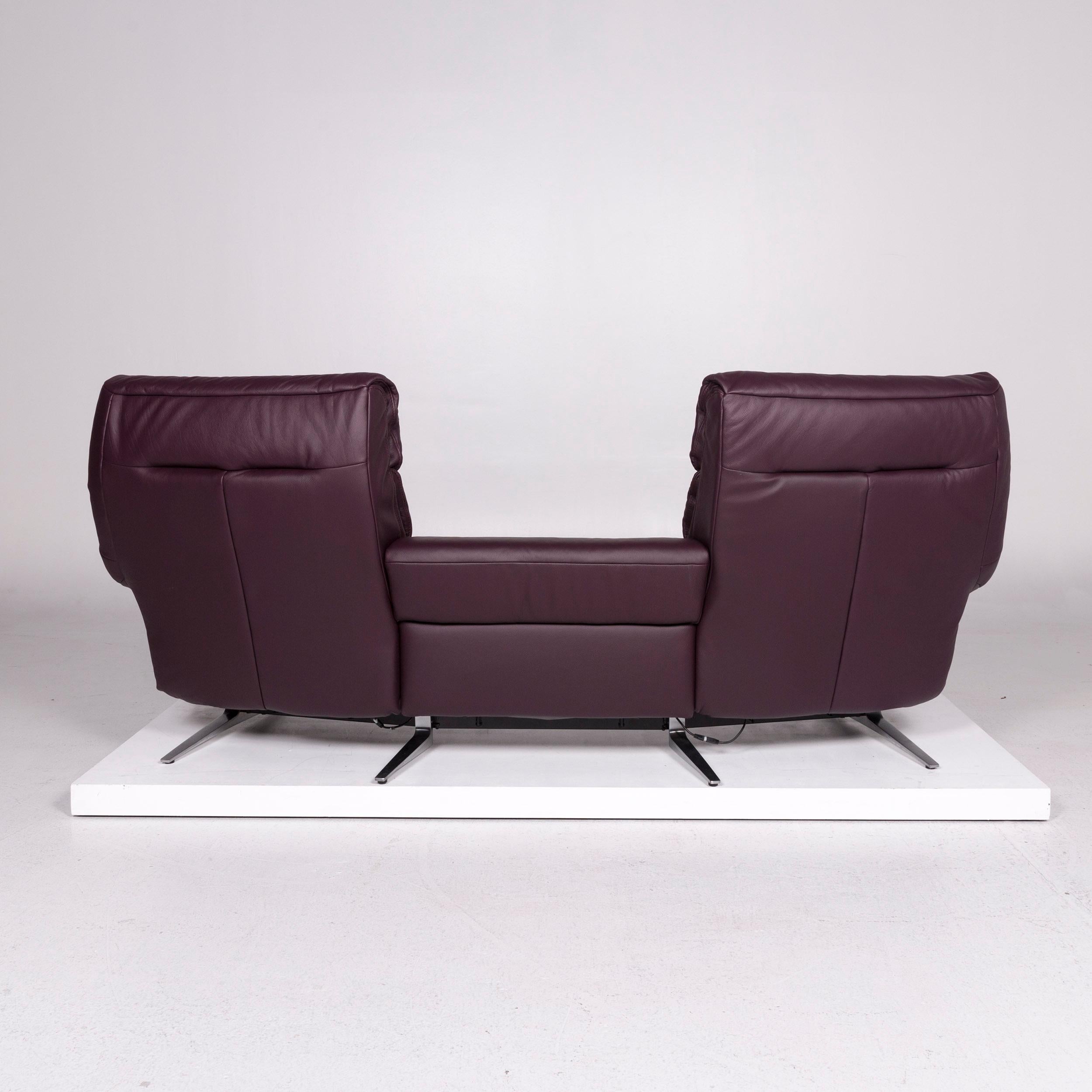 Himolla Leather Sofa Eggplant Purple Relax Function Electrical Function Couch 5