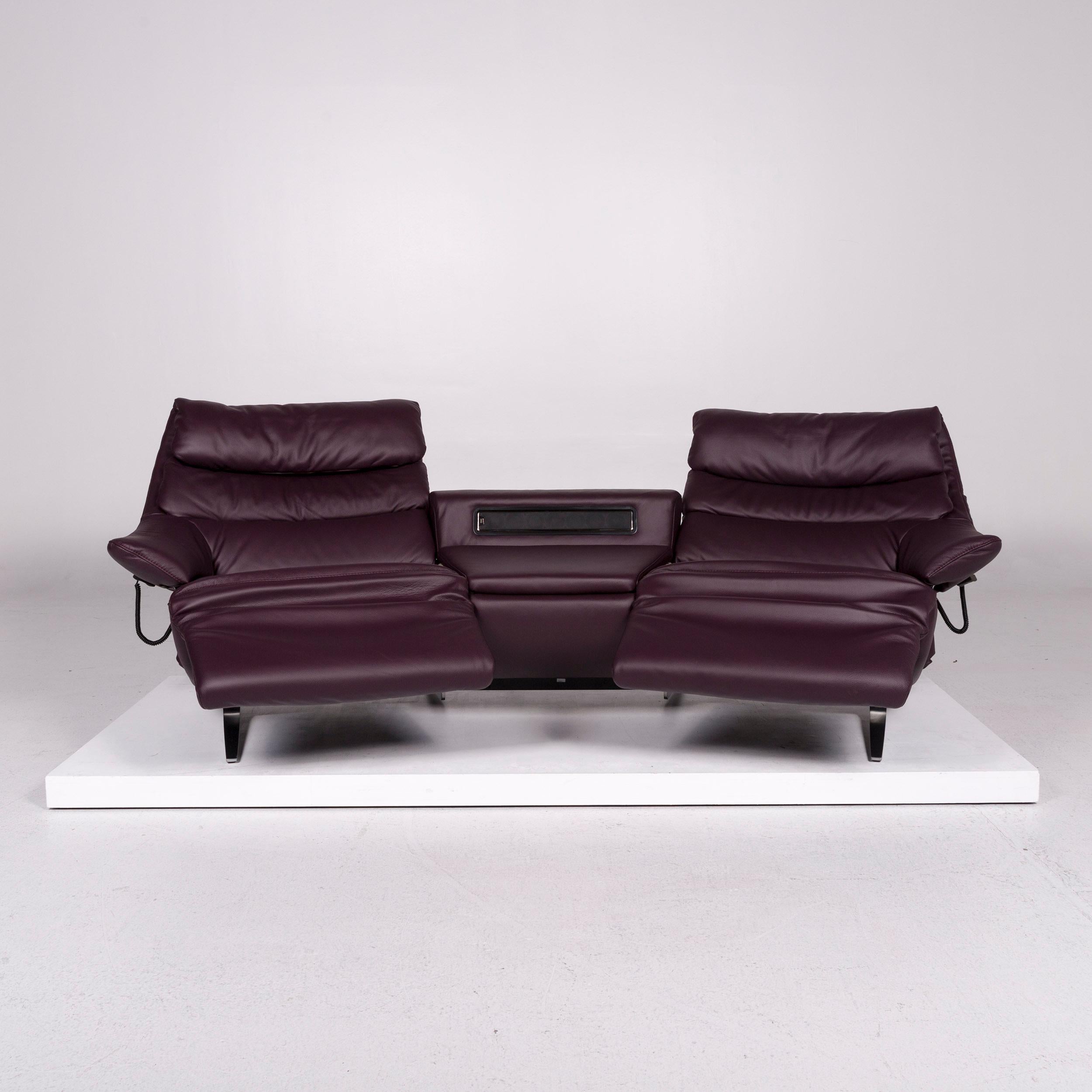 eggplant leather sofa