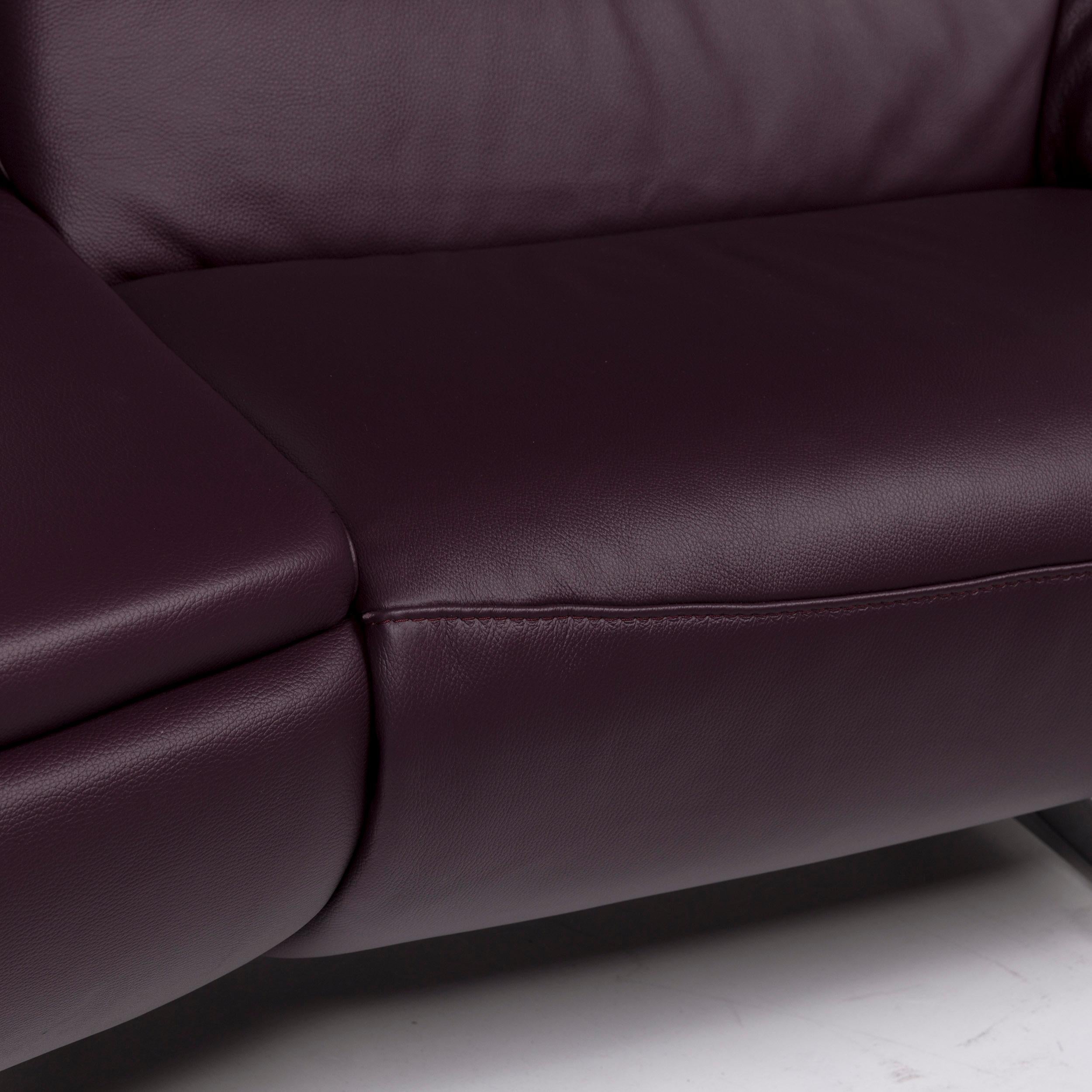 eggplant purple leather couch