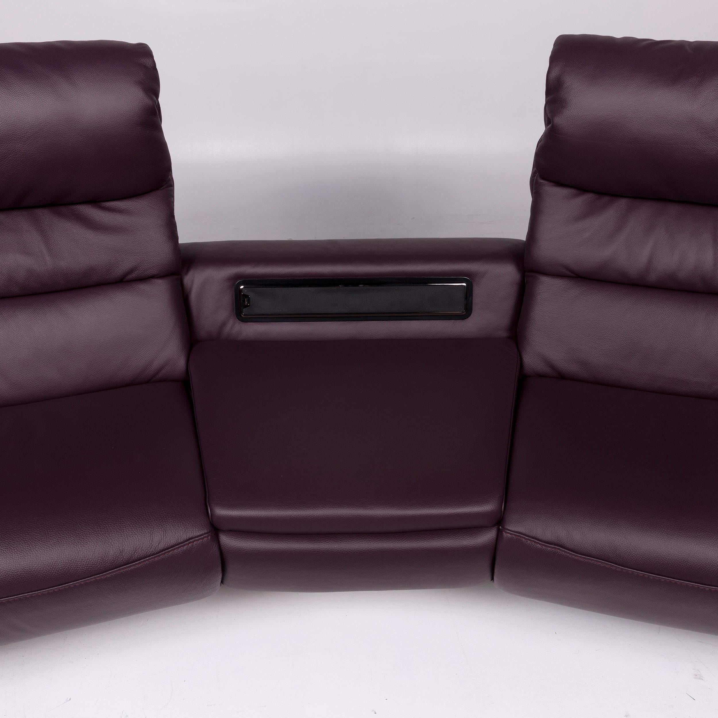 purple leather sofa