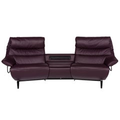 Himolla Leather Sofa Eggplant Purple Relax Function Electrical Function Couch