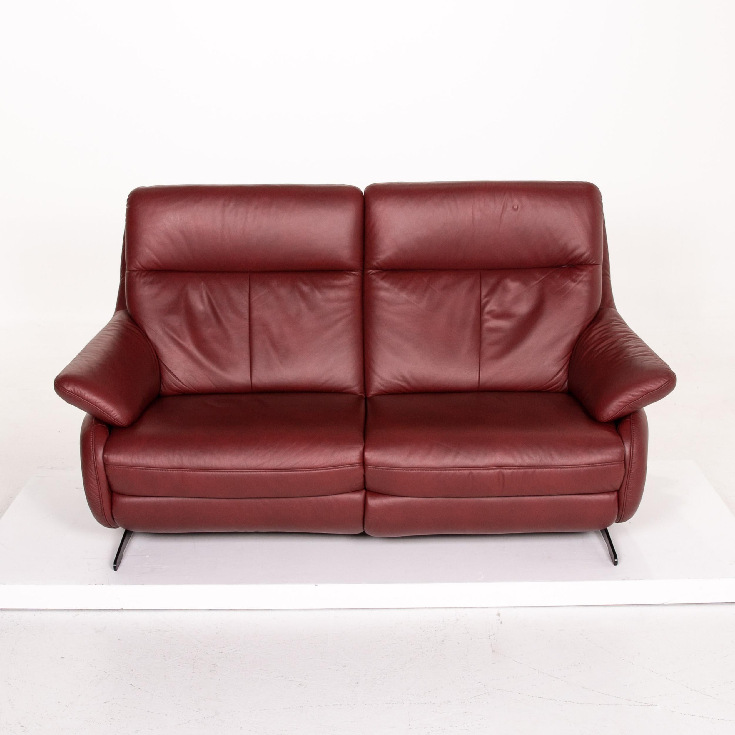 Himolla Leather Sofa Electric Function Red Dark Red Relax Function Couch For Sale 1
