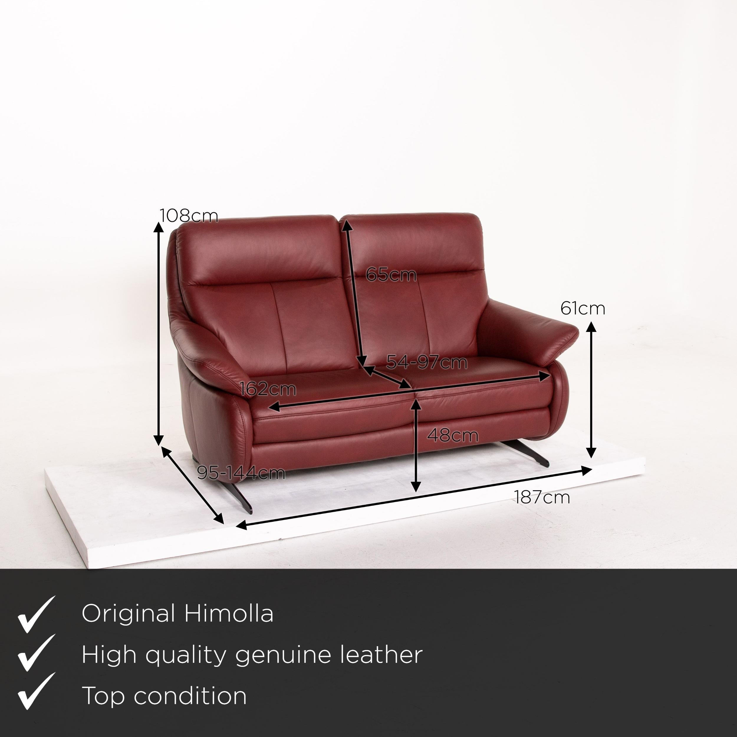 We present to you a Himolla leather sofa electric function red dark red relax function couch.
    
 

 Product measurements in centimeters:
 

Depth 95
Width 187
Height 108
Seat height 48
Rest height 61
Seat depth 54
Seat width