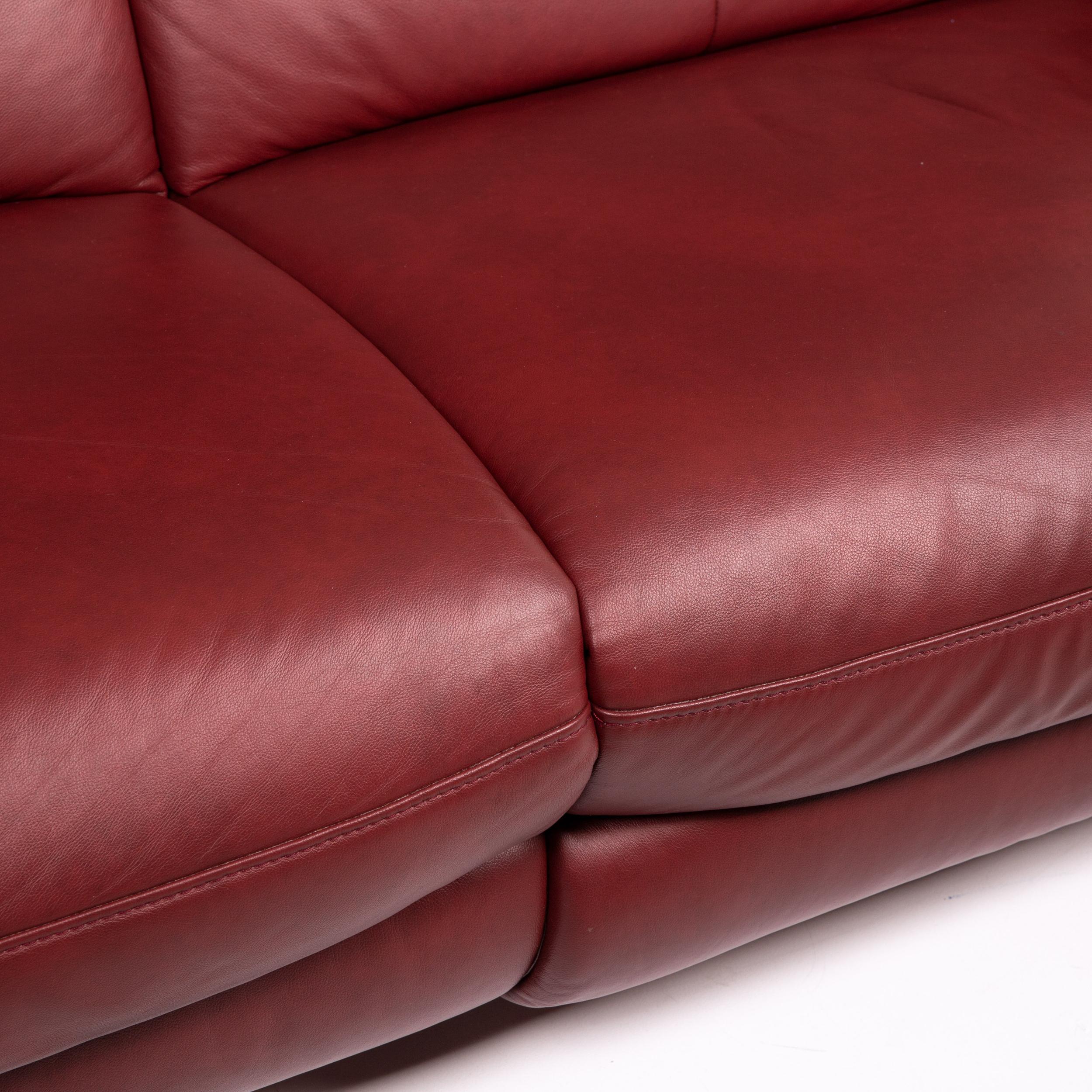 dark red leather couch