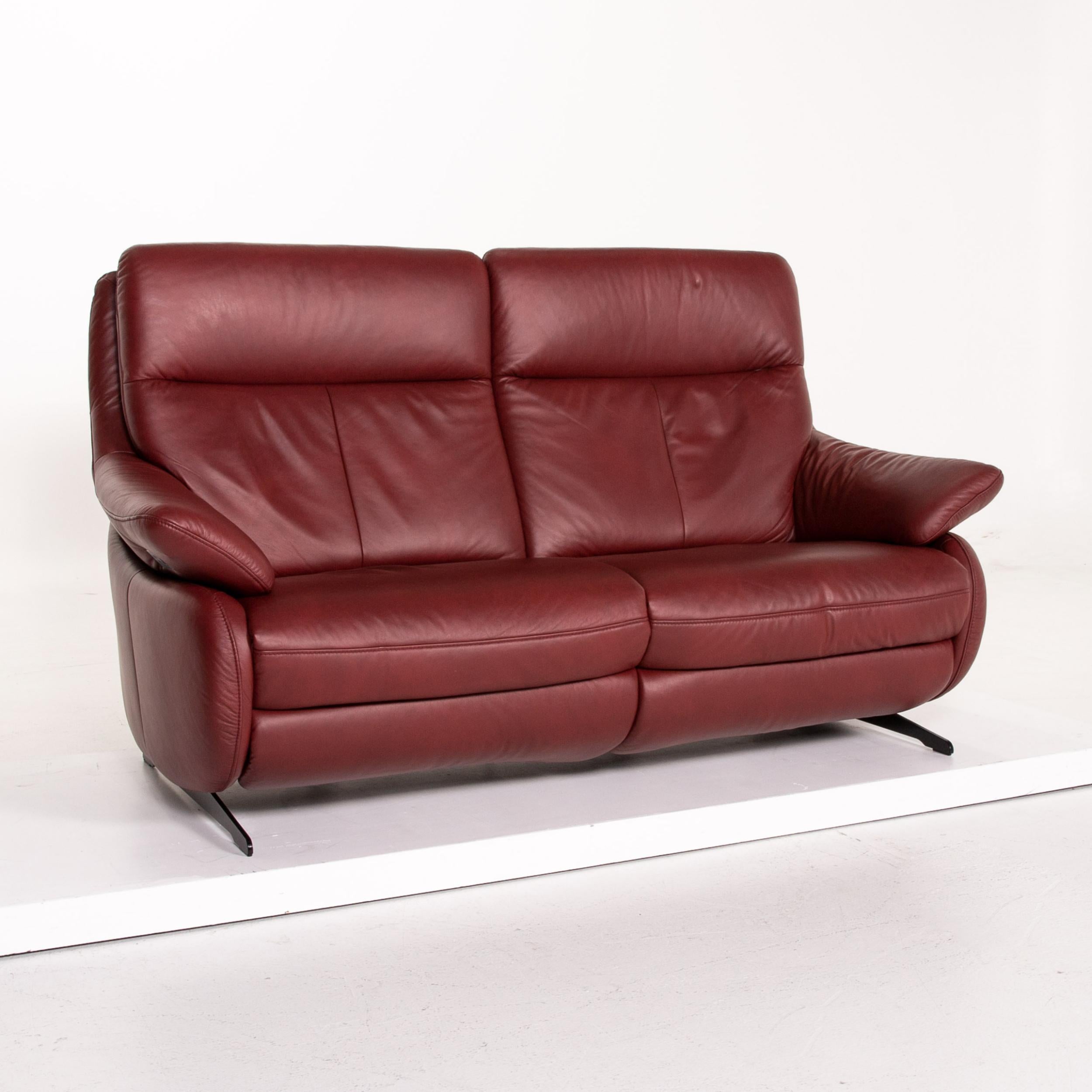 Contemporary Himolla Leather Sofa Electric Function Red Dark Red Relax Function Couch For Sale