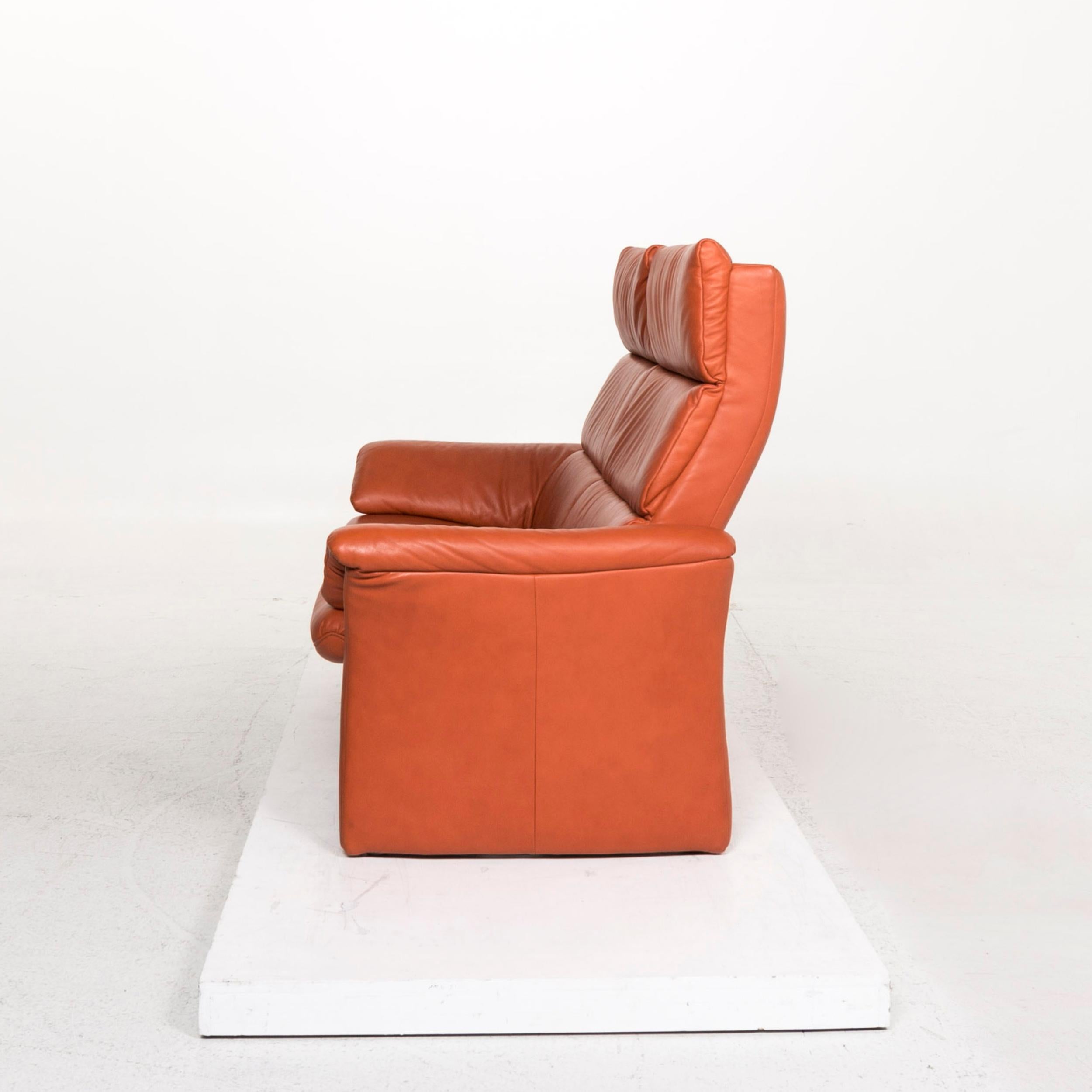Himolla Leder Sofa Orange Terrakotta Zweisitzer relax Function Couch aus Leder im Angebot 5