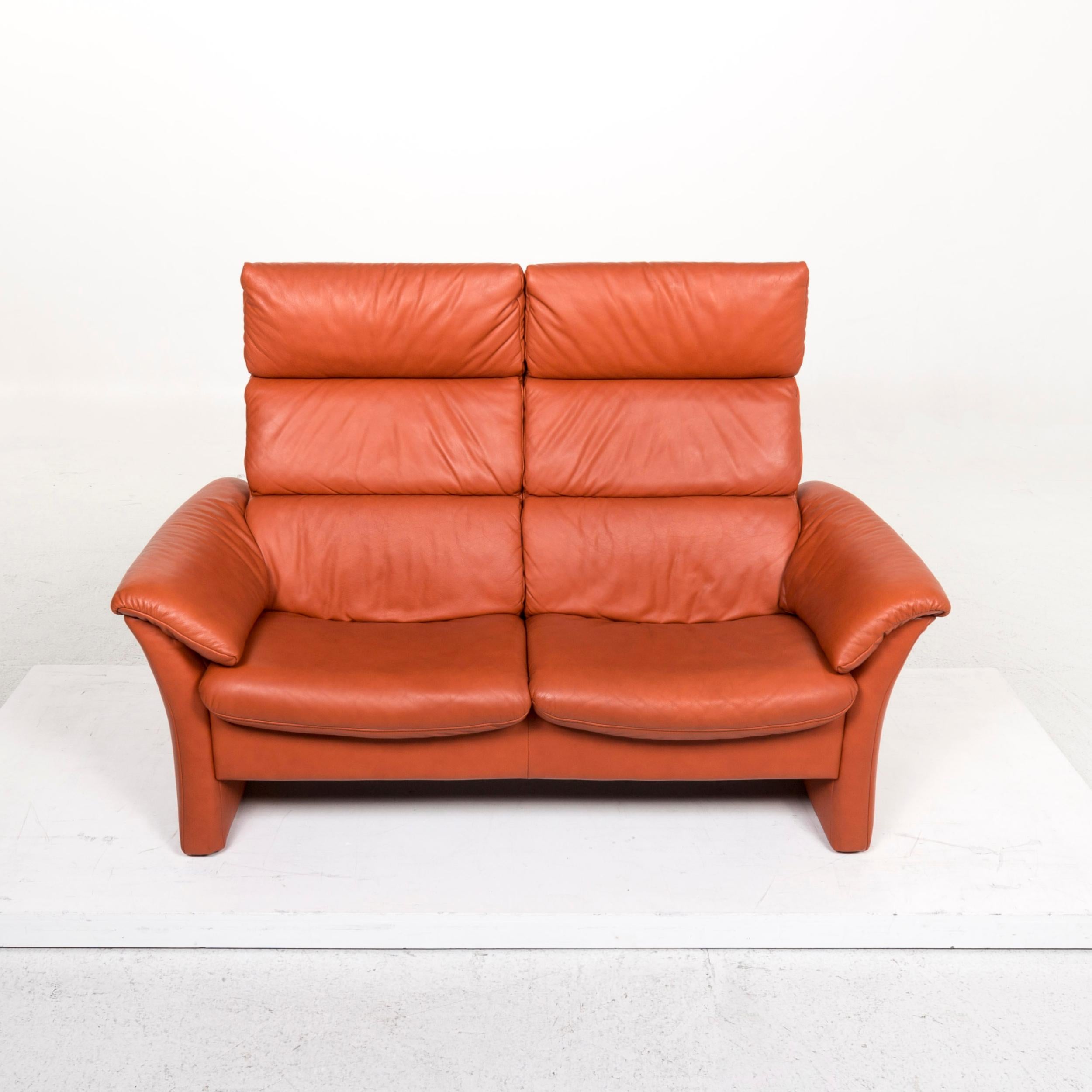 Himolla Leder Sofa Orange Terrakotta Zweisitzer relax Function Couch aus Leder im Angebot 2