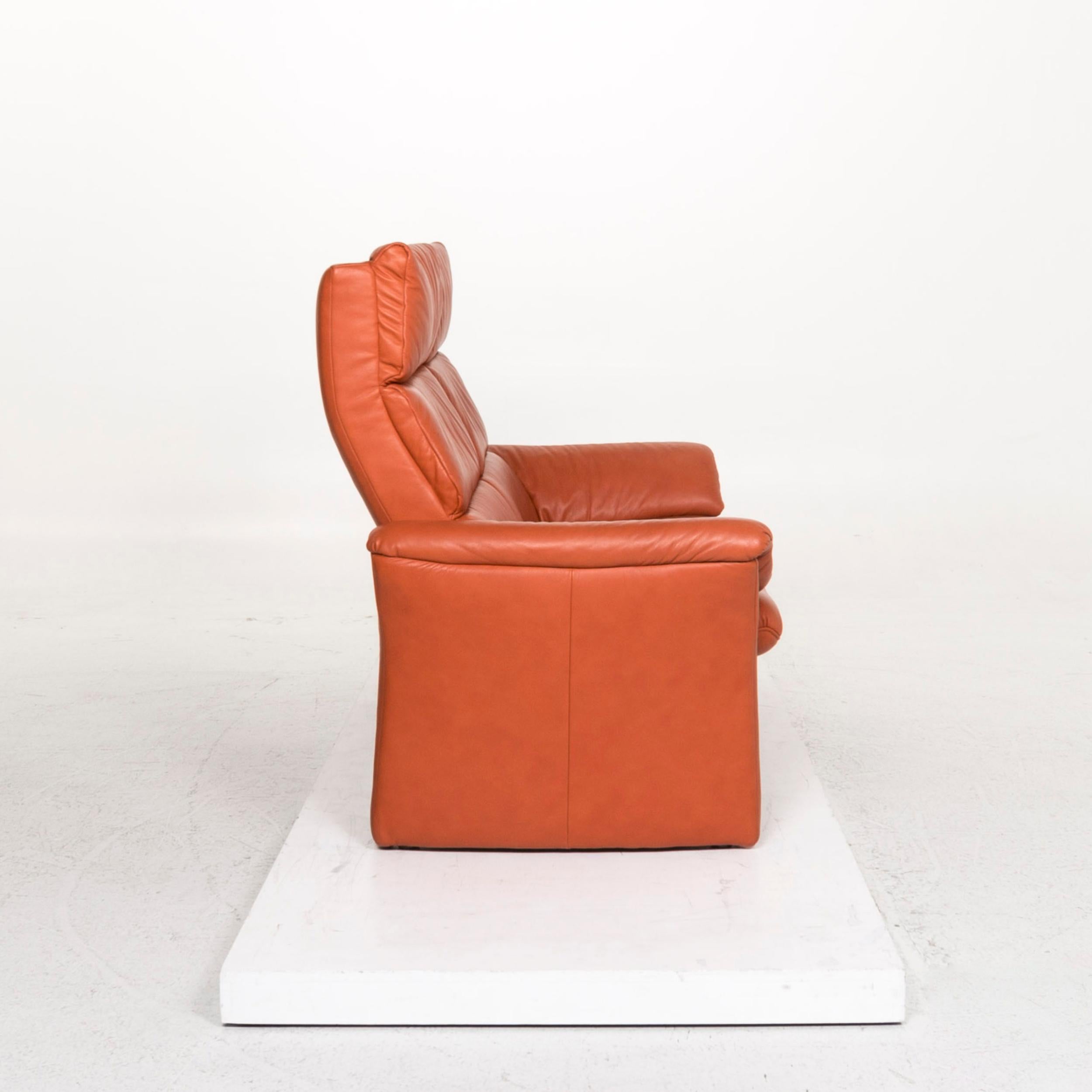 Himolla Leder Sofa Orange Terrakotta Zweisitzer relax Function Couch aus Leder im Angebot 3